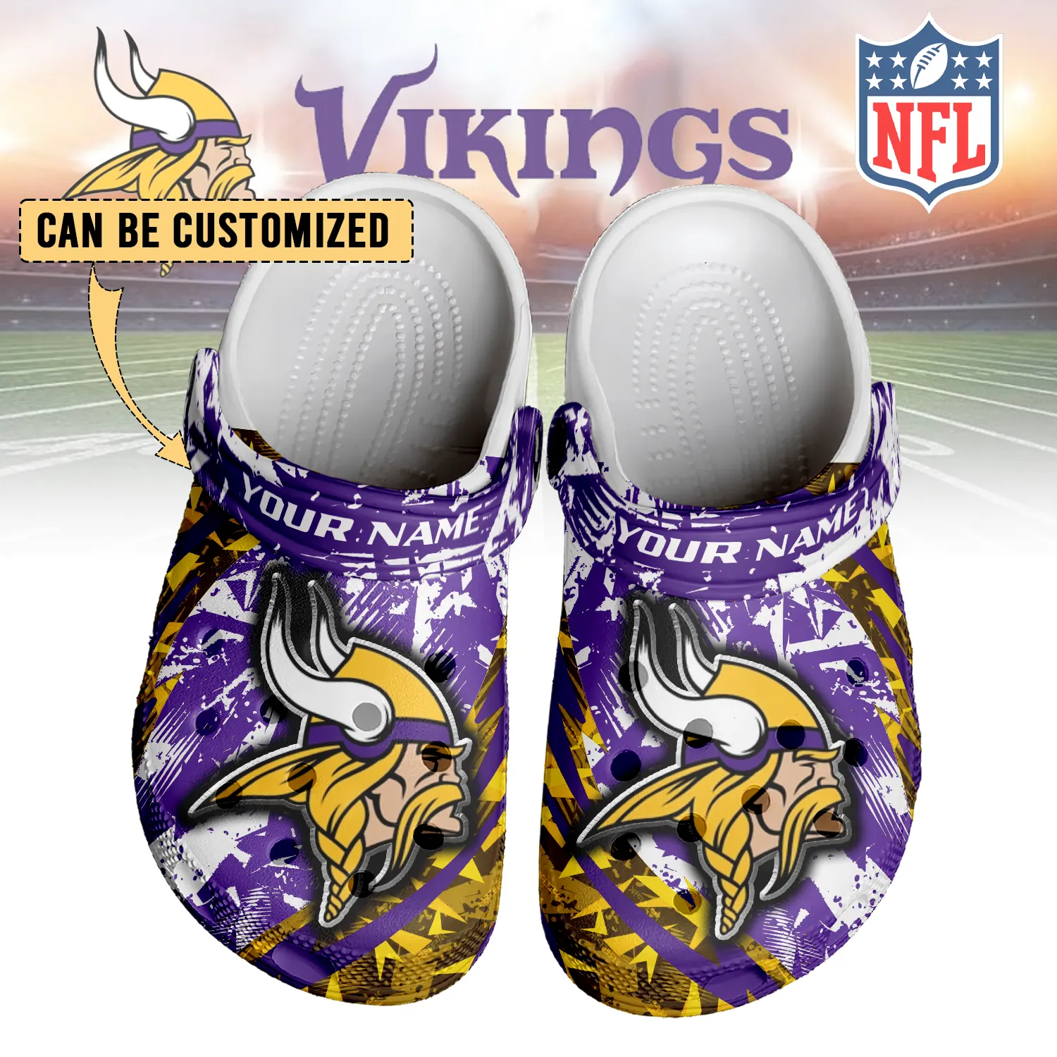 footwearmerch minnesota vikings nfl crocs crocband clogs shoes comfortable for men women and kids kzne2