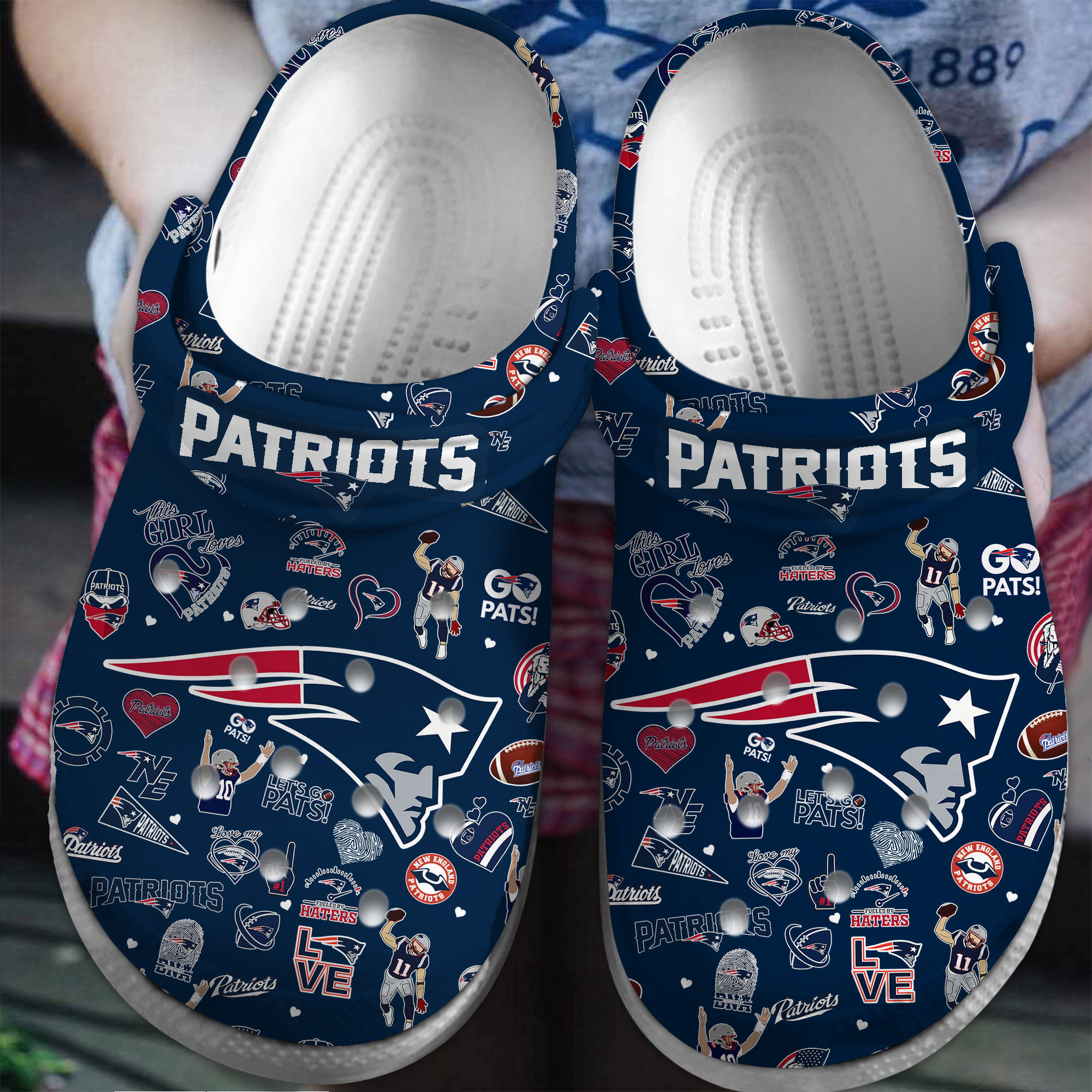 footwearmerch new england patriots nfl sport crocs crocband clogs shoes comfortable for men women and kids lzhpk