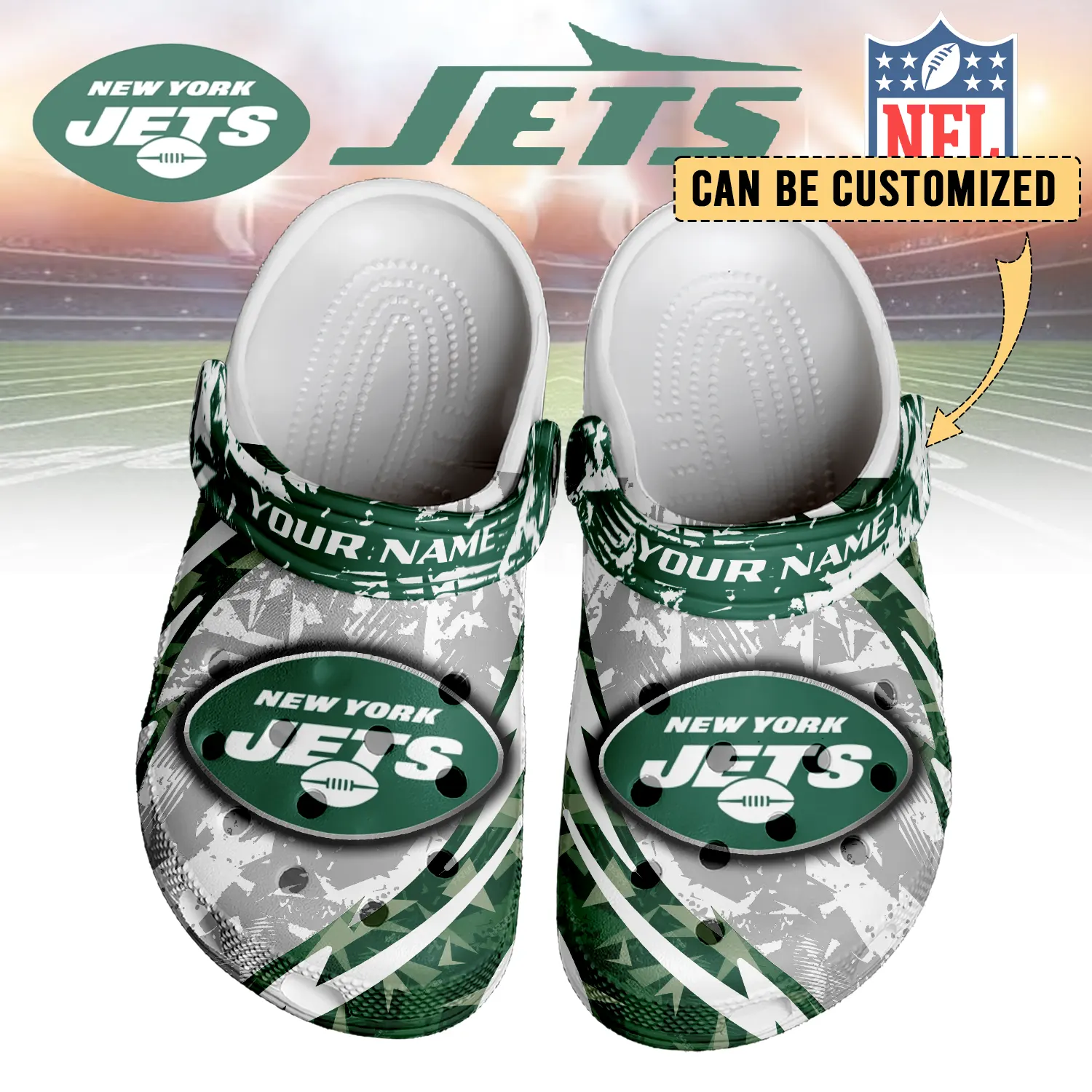 footwearmerch new york jets nfl crocs crocband clogs shoes comfortable for men women and kids xp6pk
