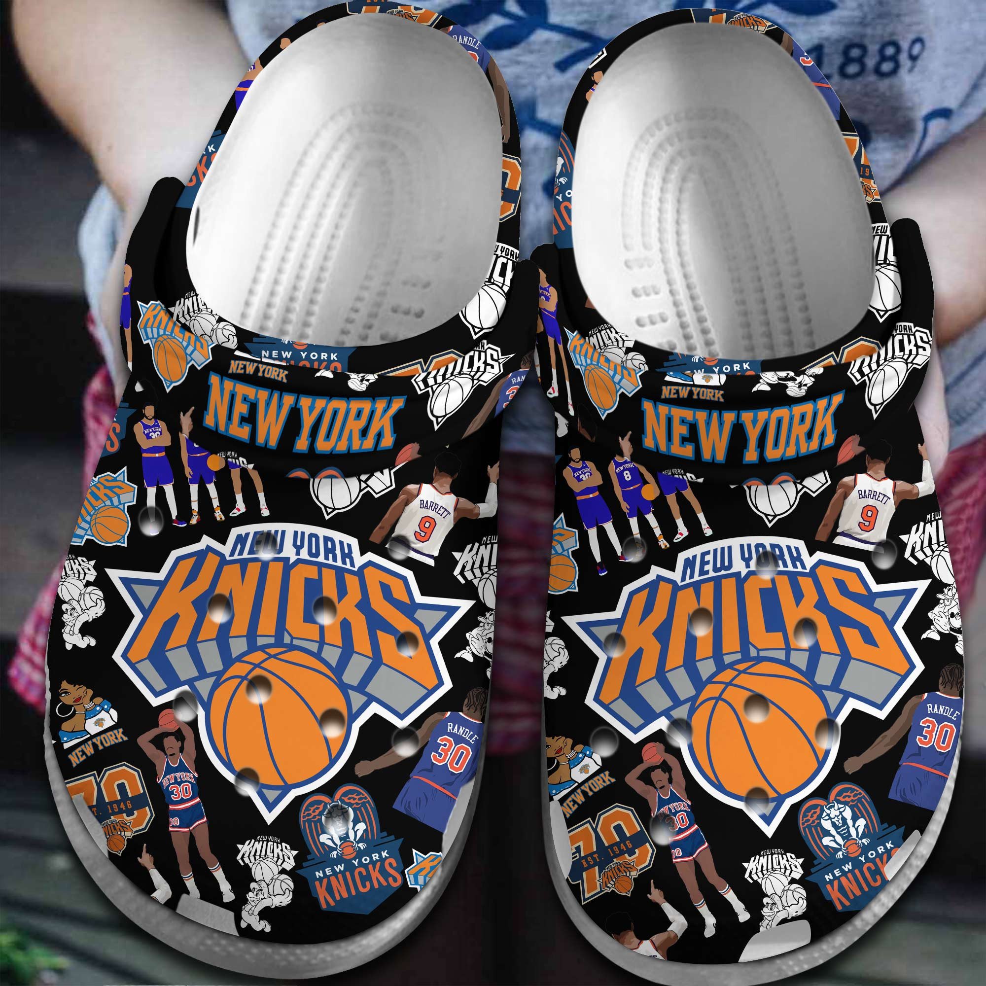 footwearmerch new york knicks nba basketball sport crocs crocband clogs shoes comfortable for men women and kids laopg