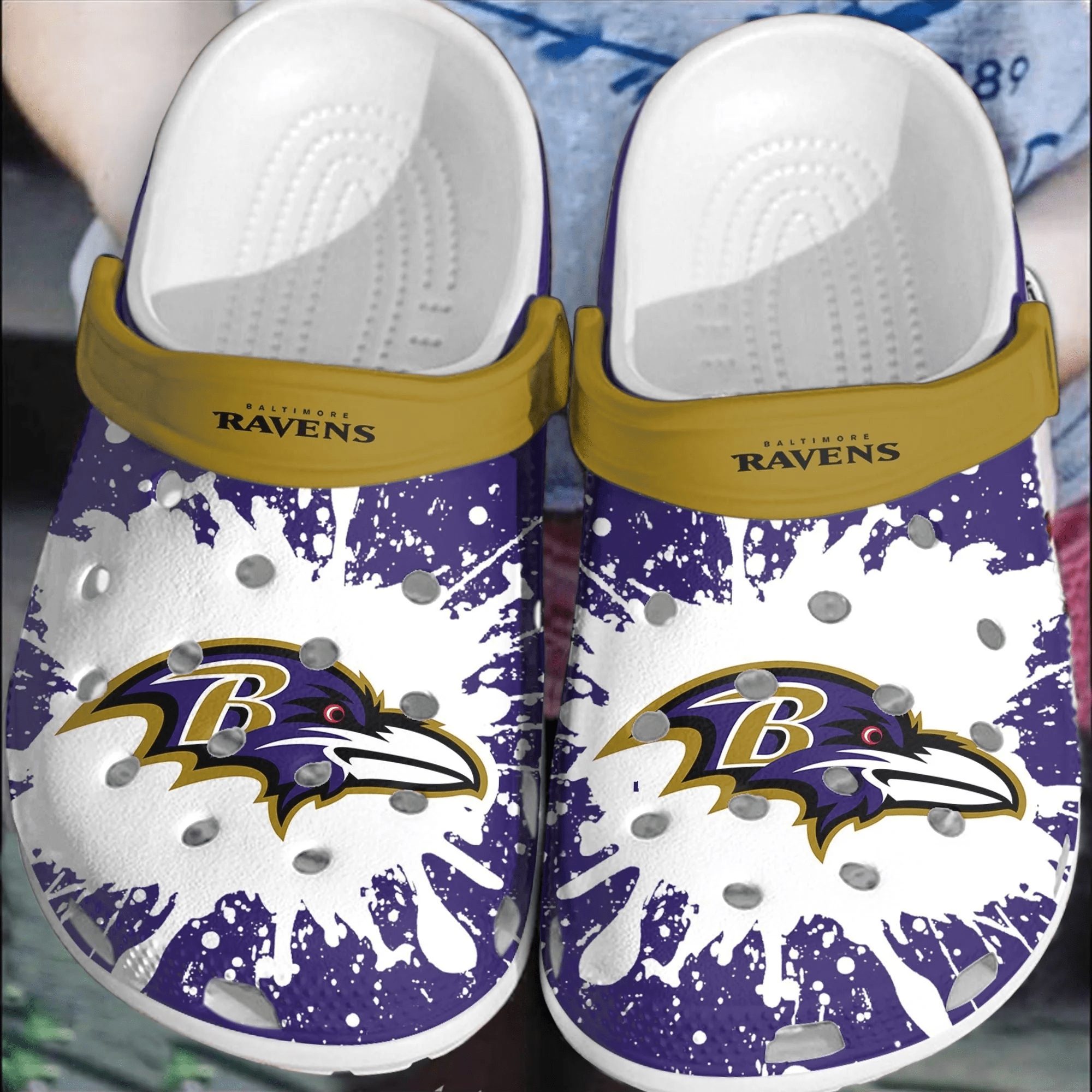 footwearmerch nfl baltimore ravens football crocs clogs comfortable crocband shoes for men women a3cer
