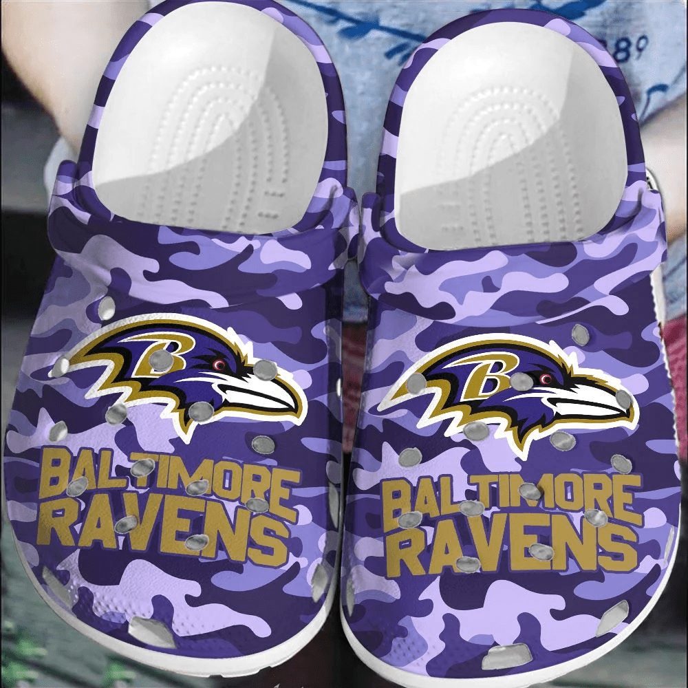 footwearmerch nfl baltimore ravens football crocs shoes clogs crocband comfortable for men women aueuf