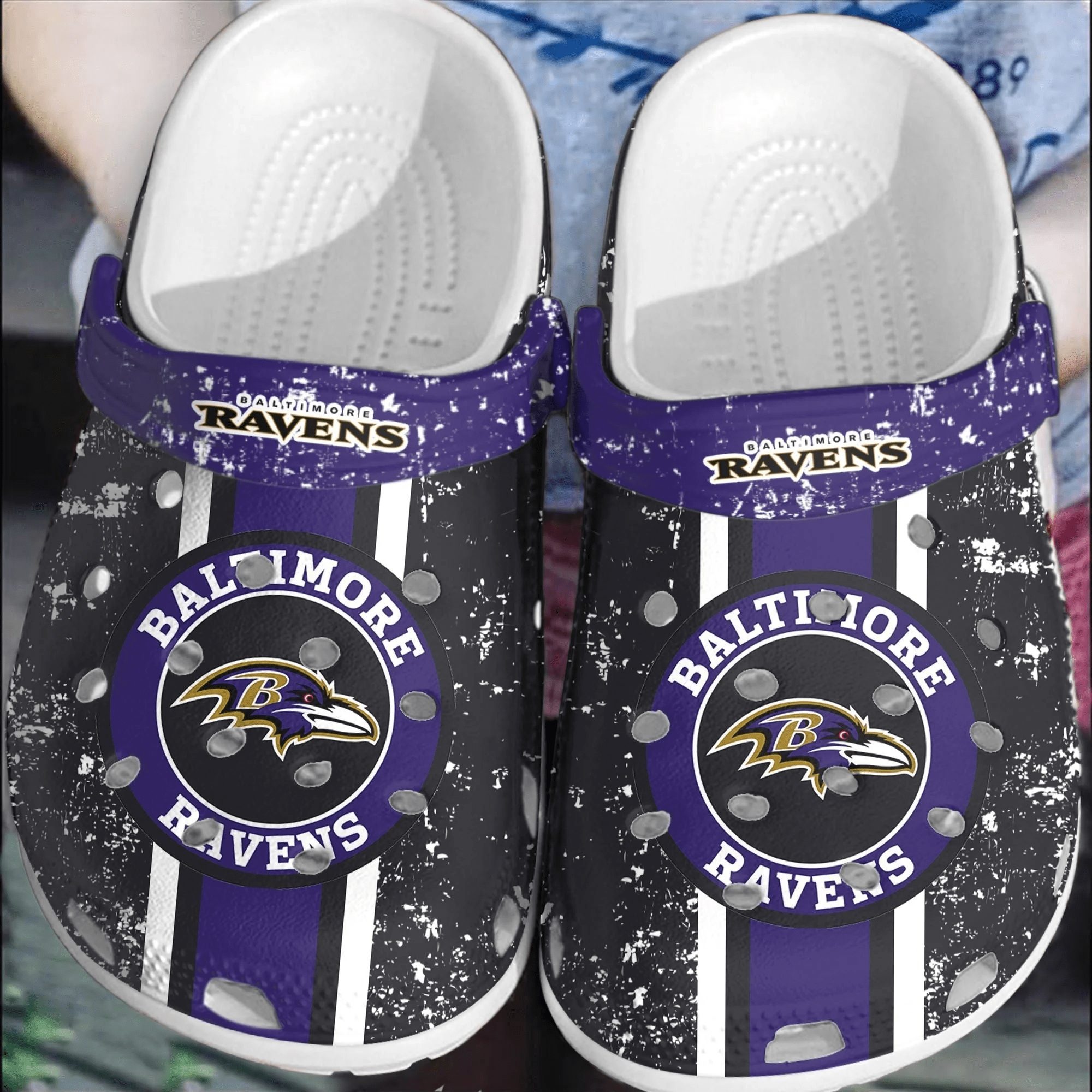 footwearmerch nfl baltimore ravens football crocs shoes crocband clogs comfortable for men women mgrfb