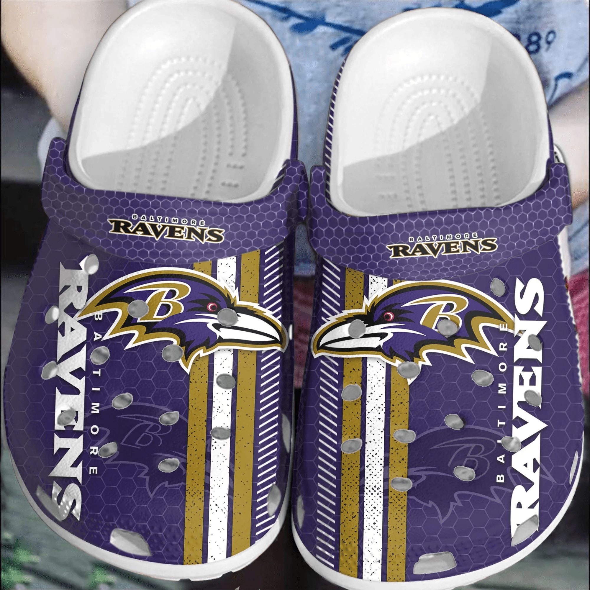 footwearmerch nfl baltimore ravens football crocs shoes crocband comfortable clogs for men women ywm5w