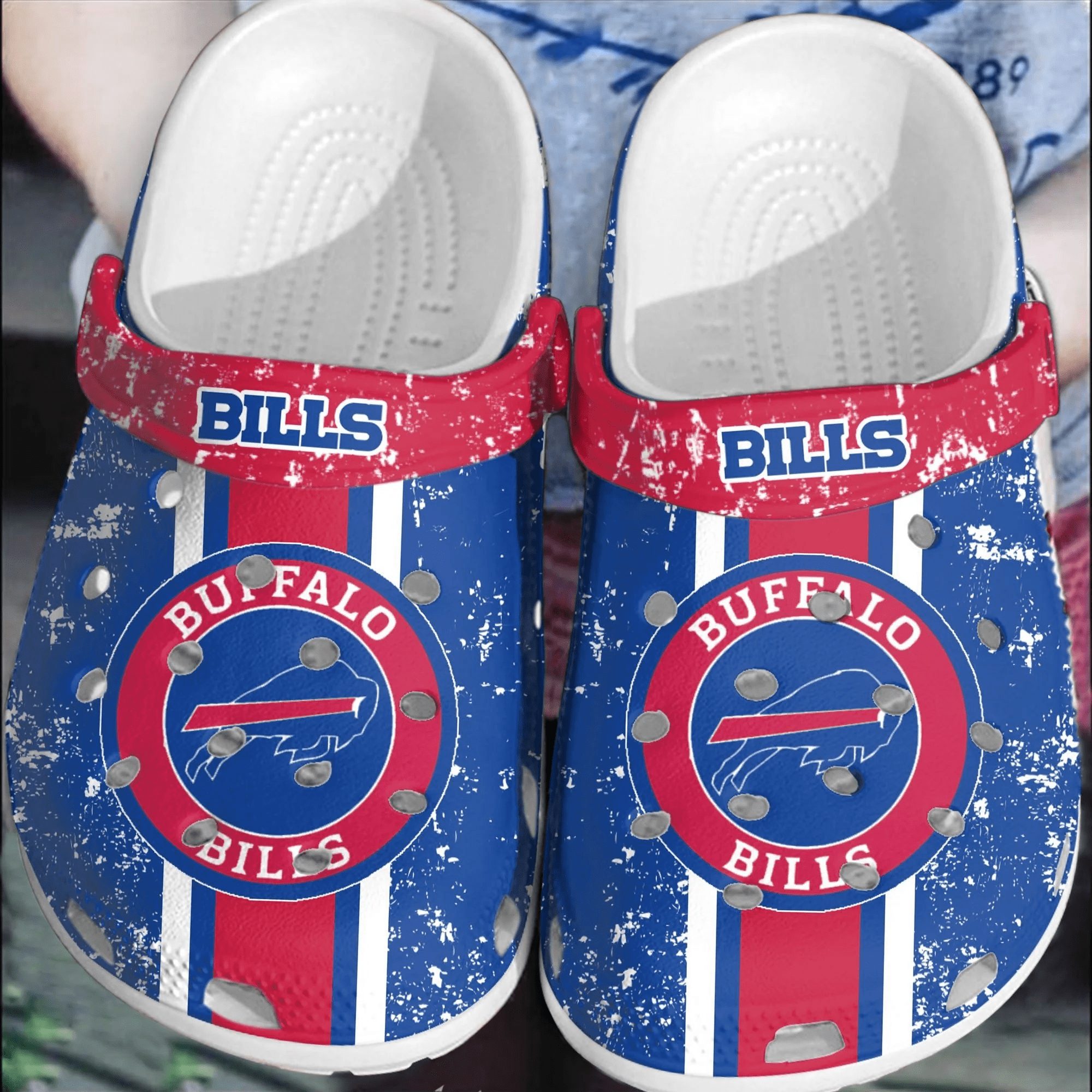 footwearmerch nfl buffalo bills football crocs shoes comfortable clogs crocband for men women amdzy