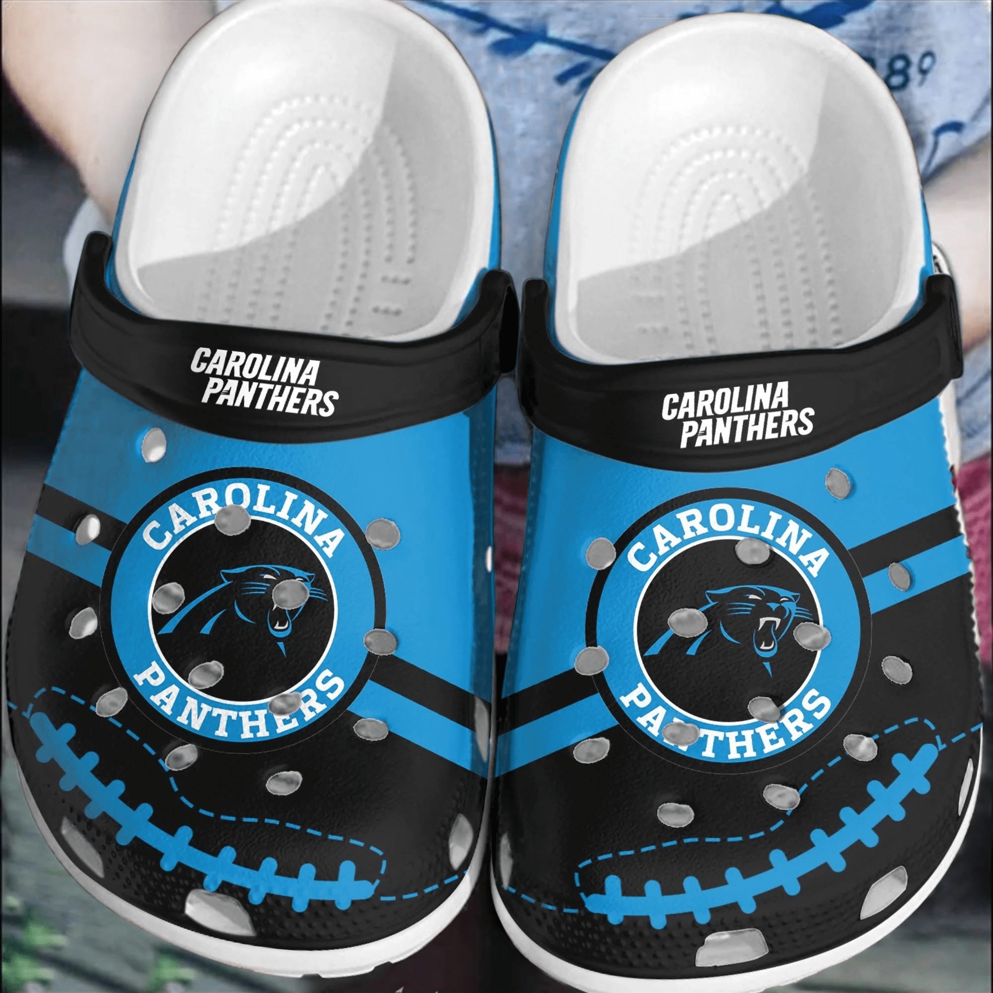 footwearmerch nfl carolina panthers football crocs comfortable clogs shoes crocband for men women jvhbc