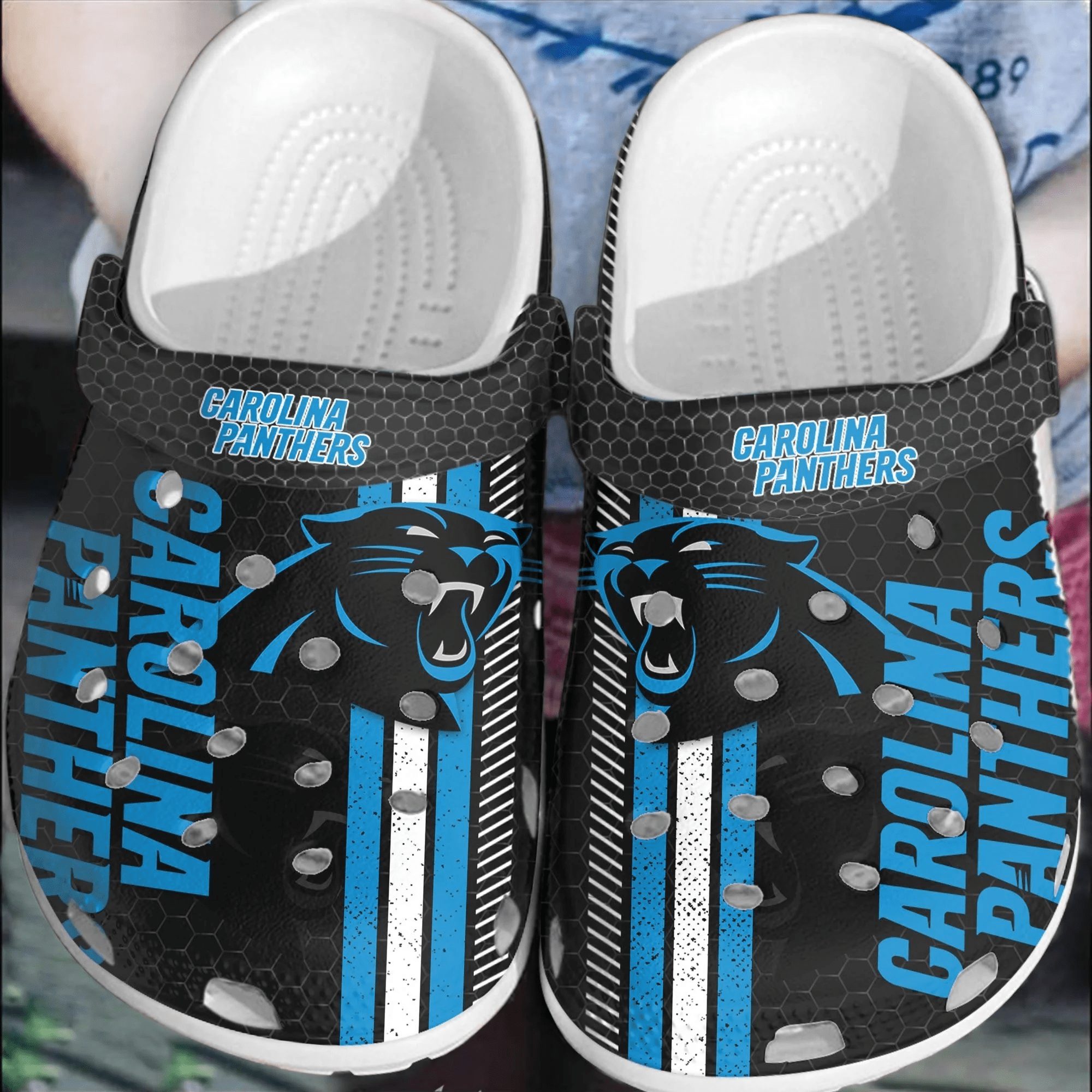 footwearmerch nfl carolina panthers football crocs comfortable shoes clogs crocband for men women uwgql