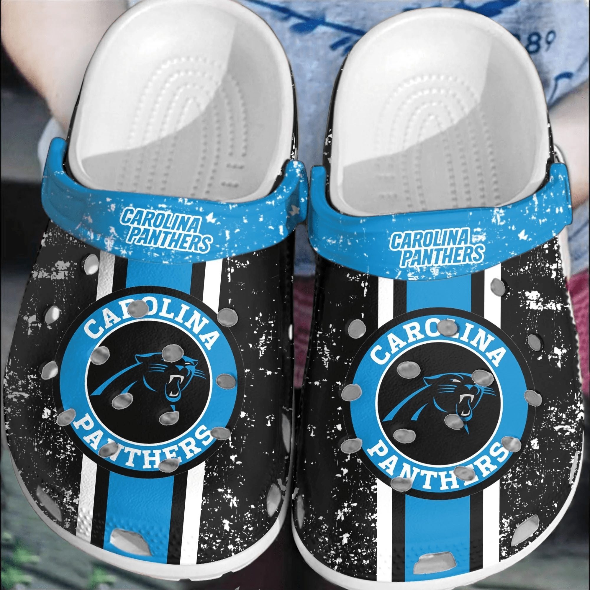 footwearmerch nfl carolina panthers football crocs comfortable shoes crocband clogs for men women cj022