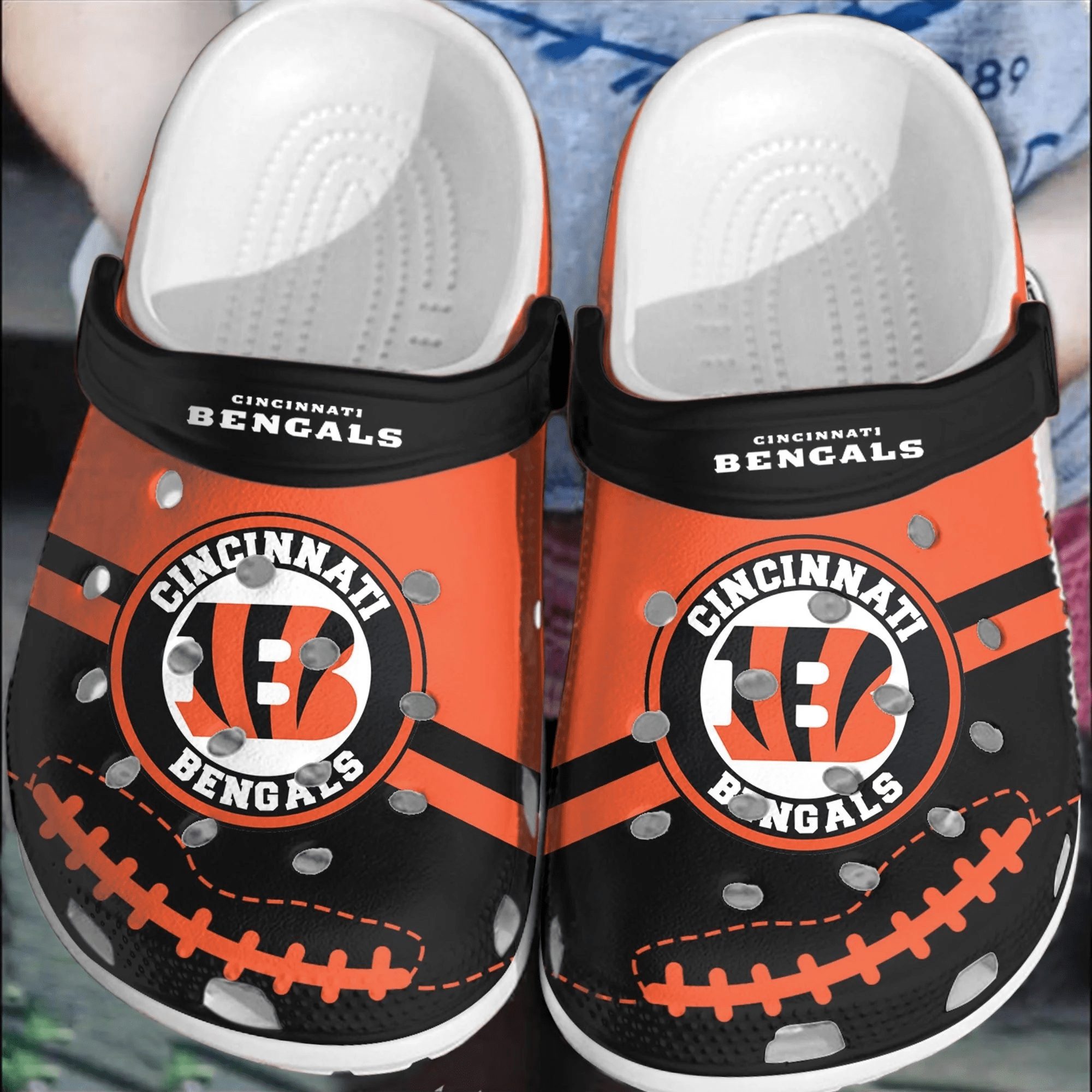 footwearmerch nfl cincinnati bengals football crocband crocs shoes clogs comfortable for men women gxv1f
