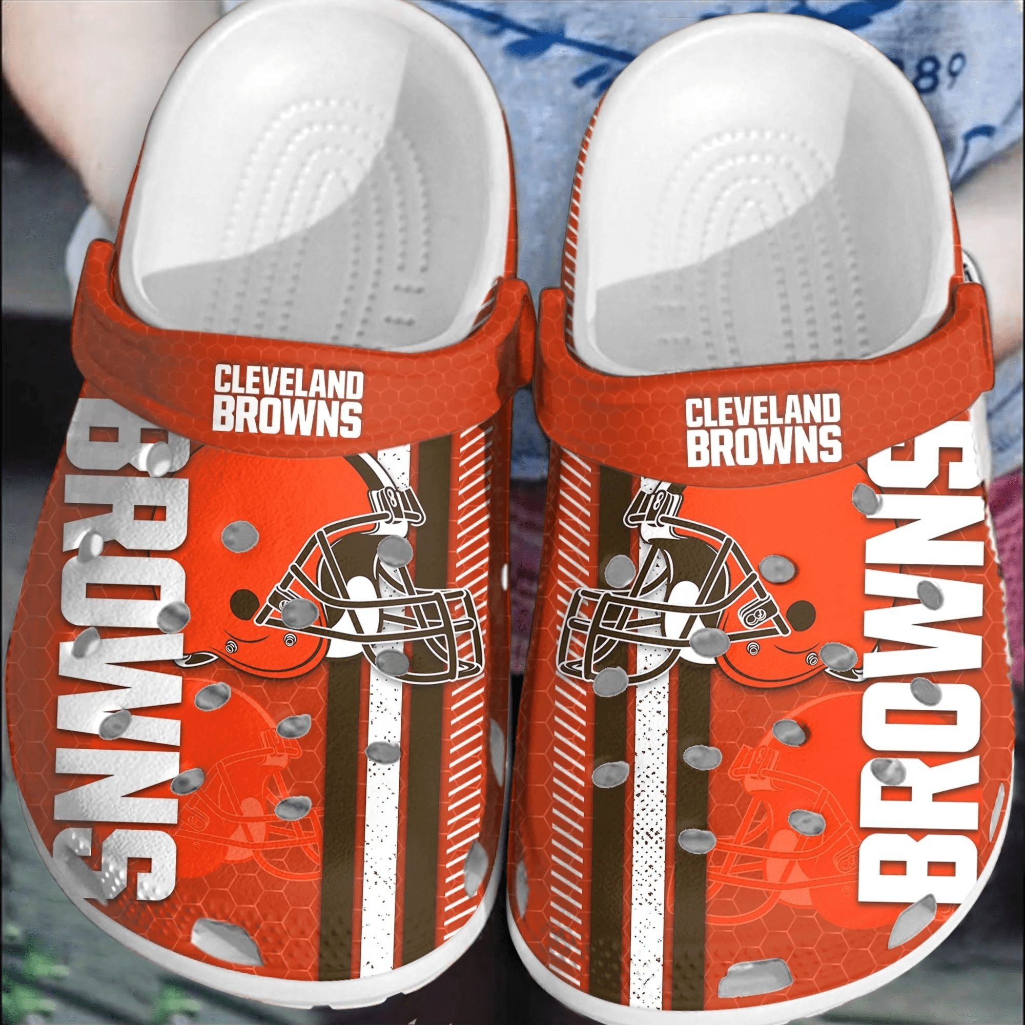 footwearmerch nfl cleveland browns football crocband clogs comfortable crocs shoes for men women sc3fs