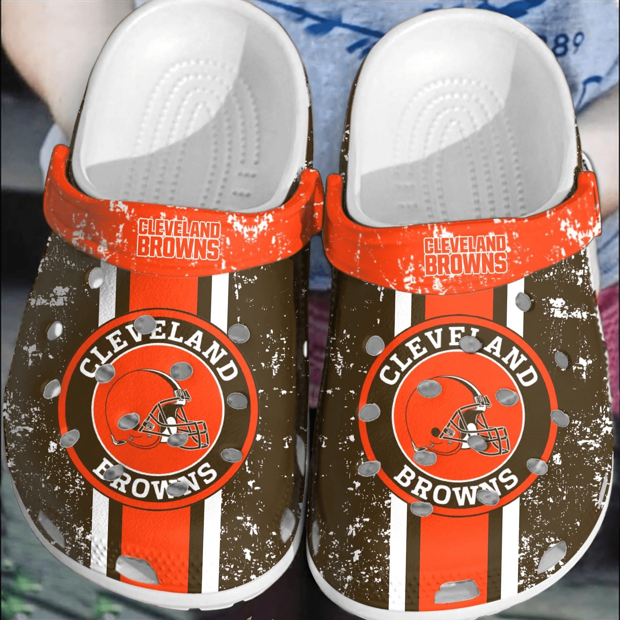 footwearmerch nfl cleveland browns football crocband clogs shoes comfortable crocs for men women yitvb