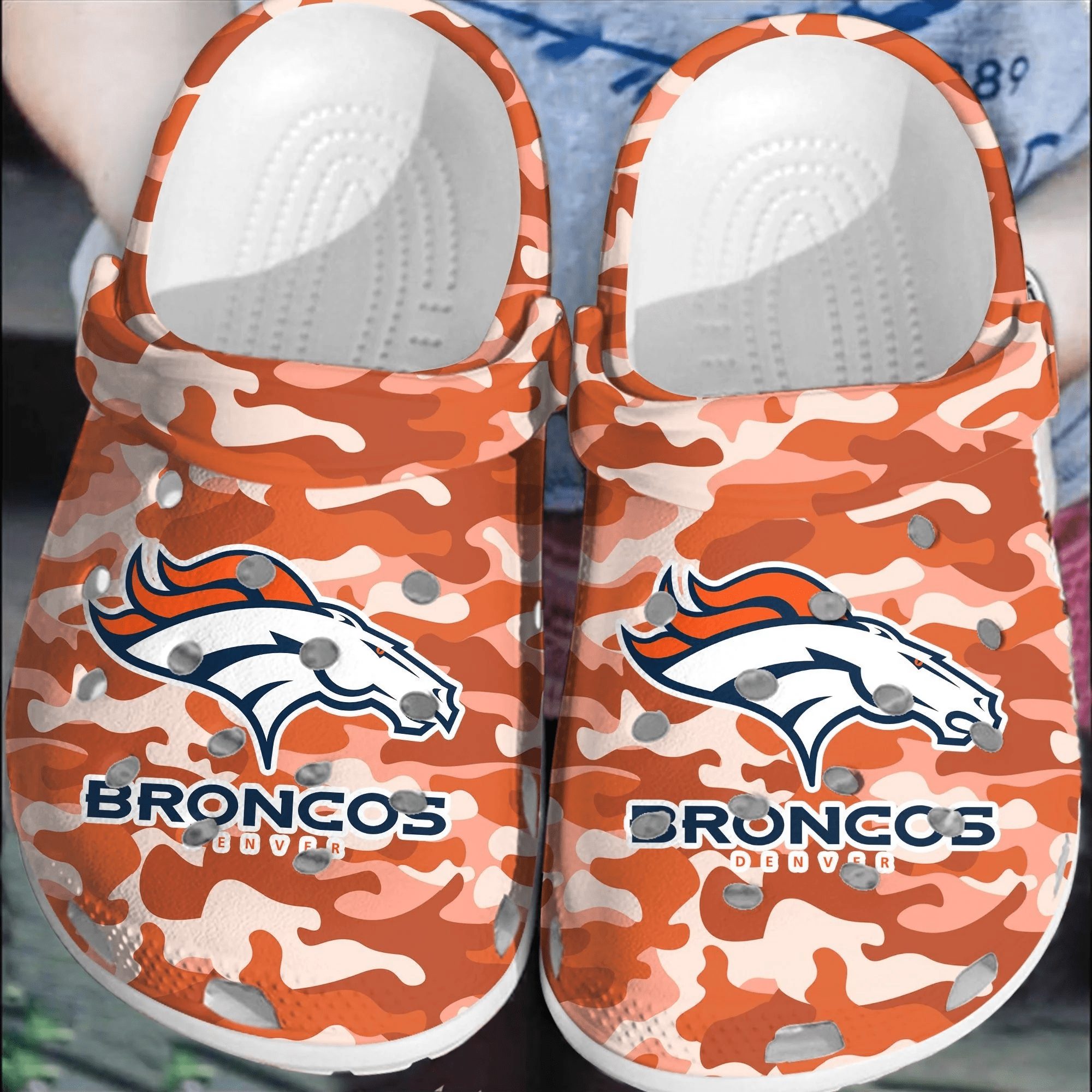 footwearmerch nfl denver broncos football crocband comfortable crocs shoes clogs for men women sfqs6