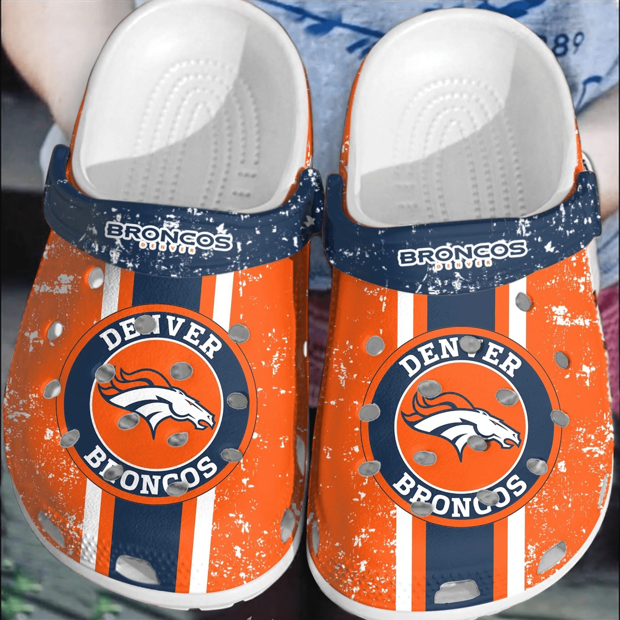 footwearmerch nfl denver broncos football crocband shoes comfortable clogs crocs for men women hwa0o