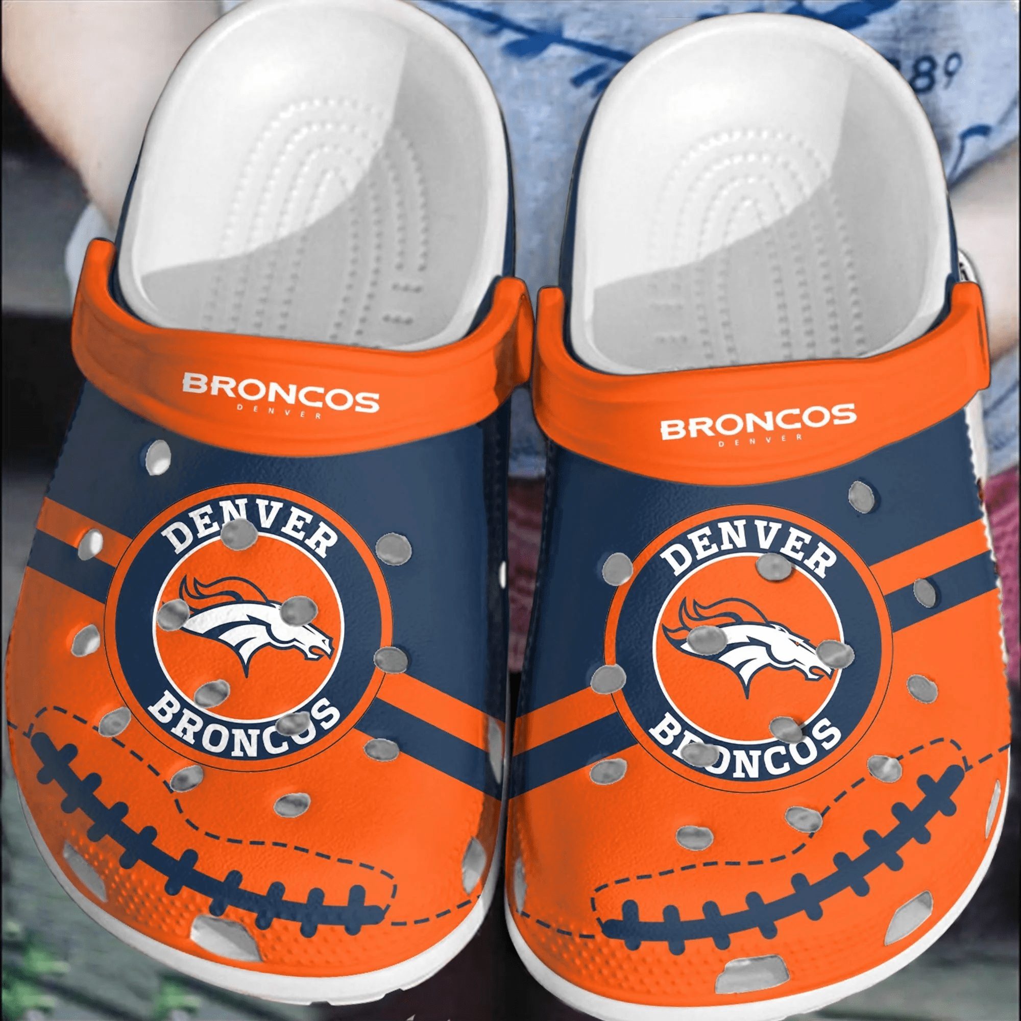 footwearmerch nfl denver broncos football crocband shoes comfortable crocs clogs for men women 3vsbw