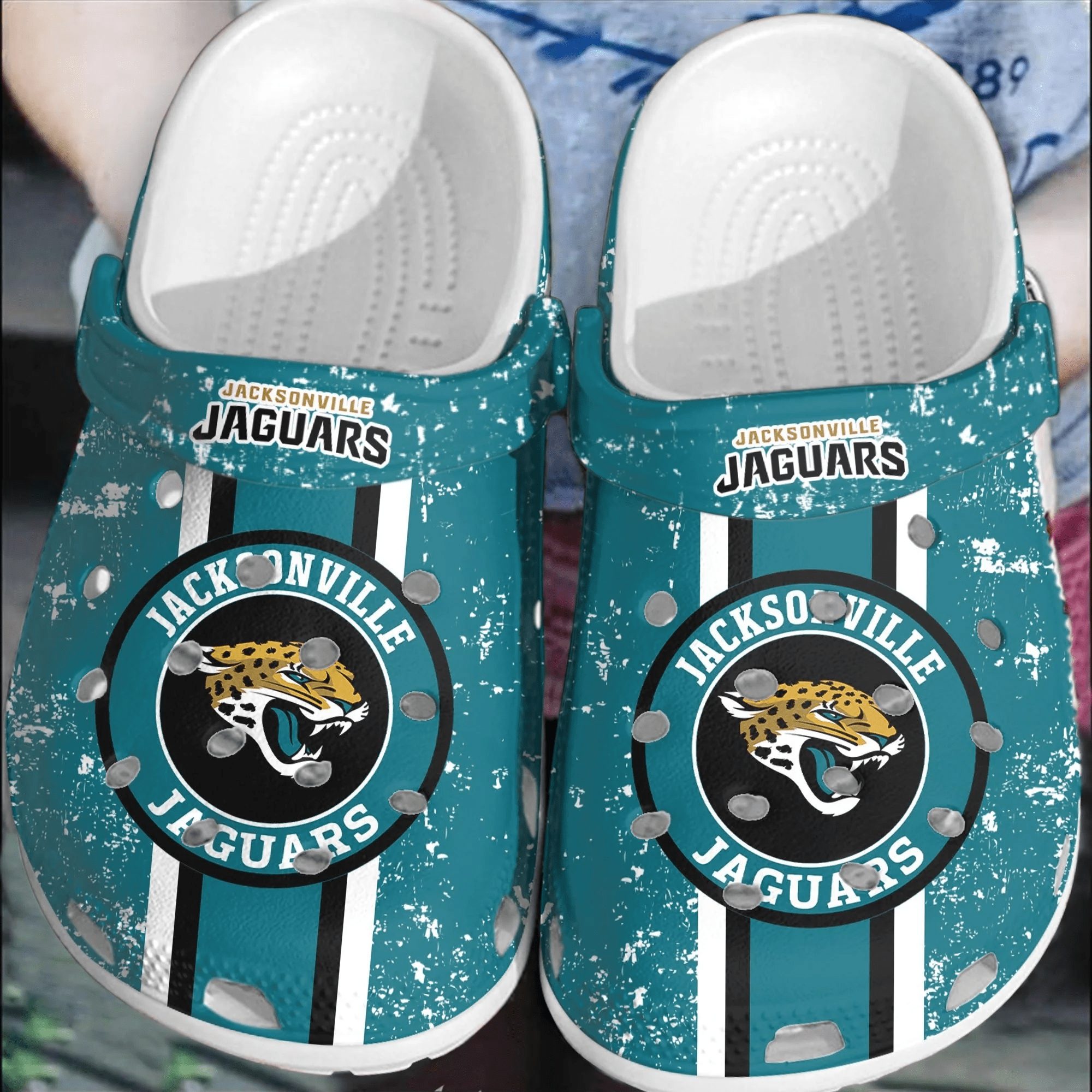 footwearmerch nfl jacksonville jaguars football clogs shoes comfortable crocband crocs for men women 5pswe