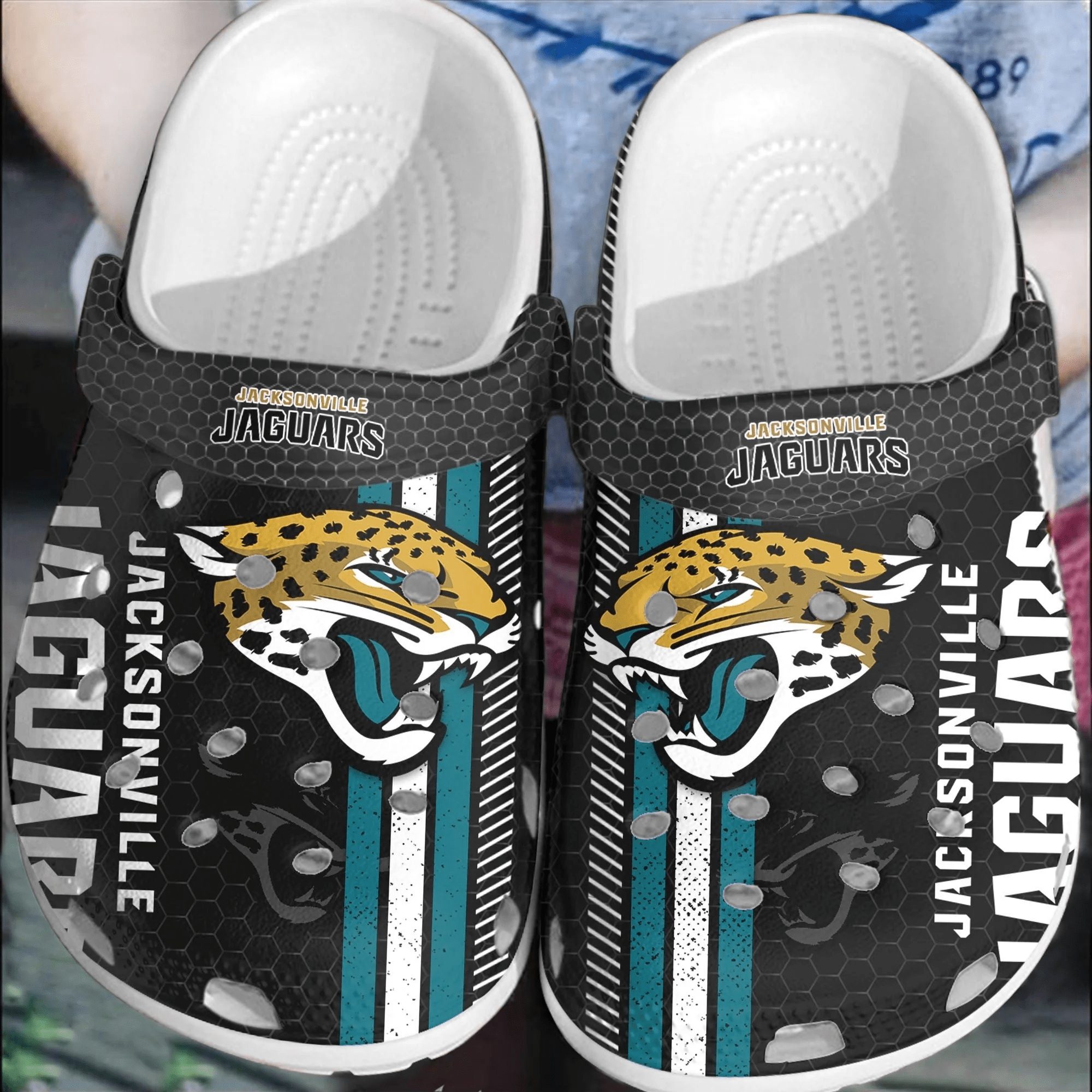 footwearmerch nfl jacksonville jaguars football crocband clogs shoes comfortable for men women xf32f