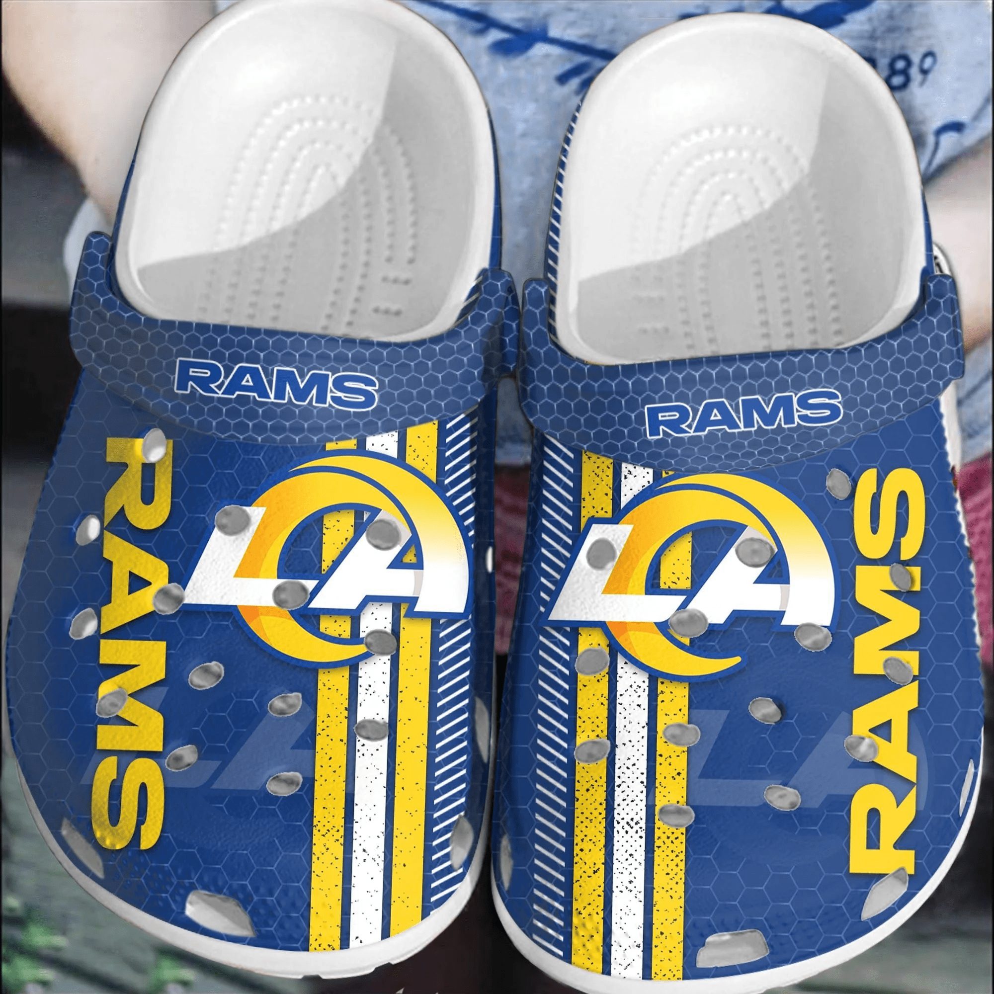 footwearmerch nfl la rams football clogs comfortable crocband shoes for men women zqvuc