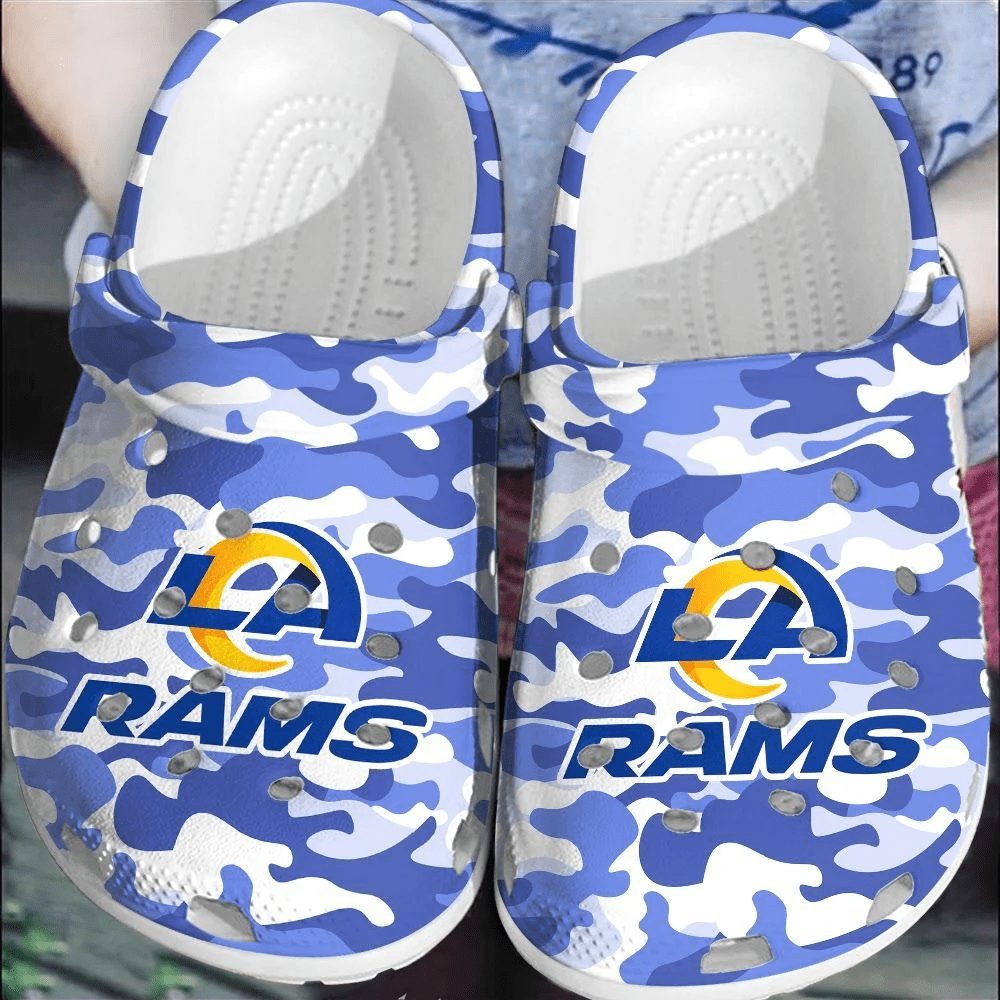 footwearmerch nfl la rams football clogs comfortable shoes crocband for men women decm1