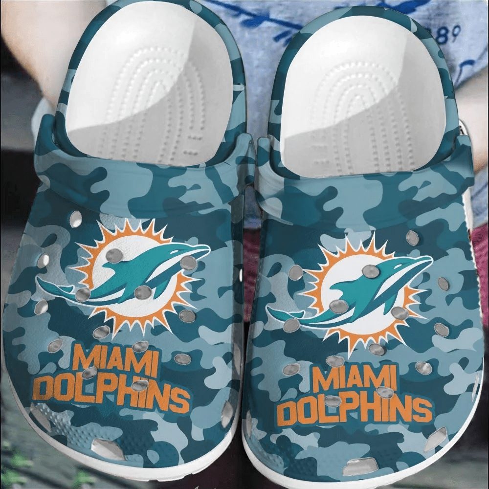 footwearmerch nfl miami dolphins football crocs crocband clogs comfortable shoes for men women bdzmt