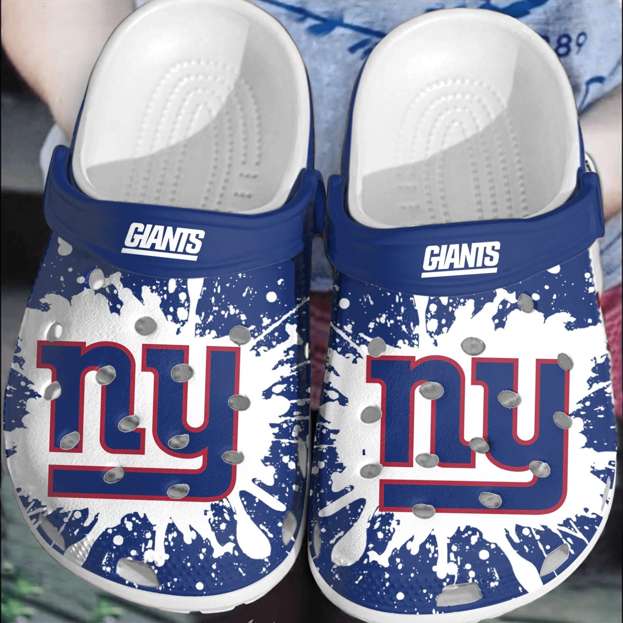 footwearmerch nfl new york giants football crocs clogs comfortable crocband shoes for men women pk2dx