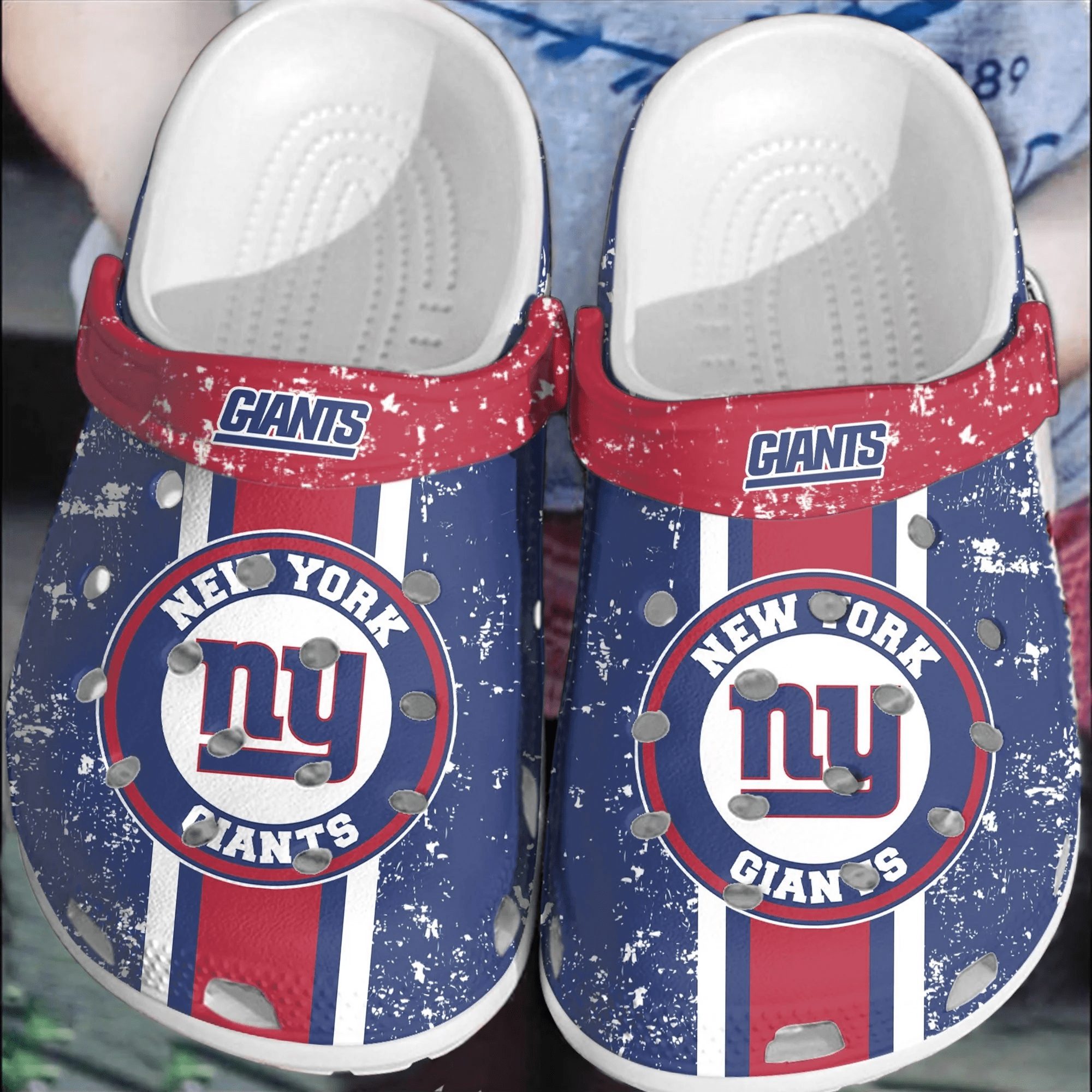 footwearmerch nfl new york giants football crocs shoes crocband clogs comfortable for men women bwywf