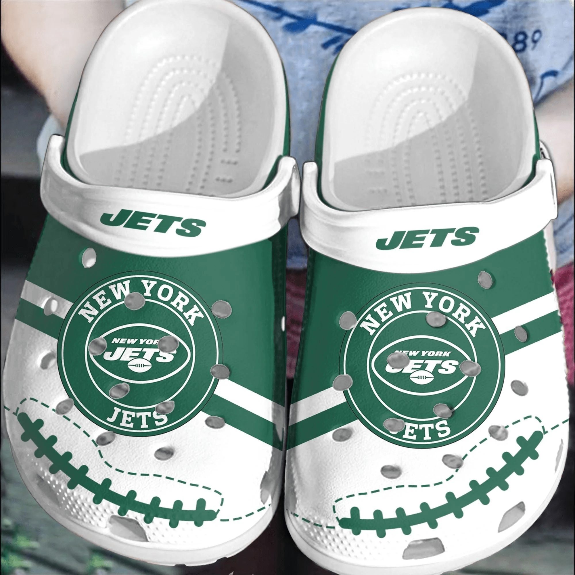 footwearmerch nfl new york jets football crocs shoes comfortable clogs crocband for men women 5wxtg