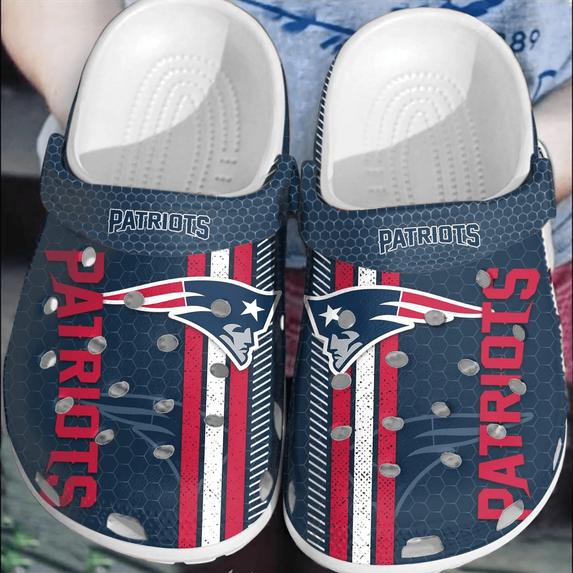 footwearmerch nfl patriots football crocs crocband comfortable shoes clogs for men women qc2xz