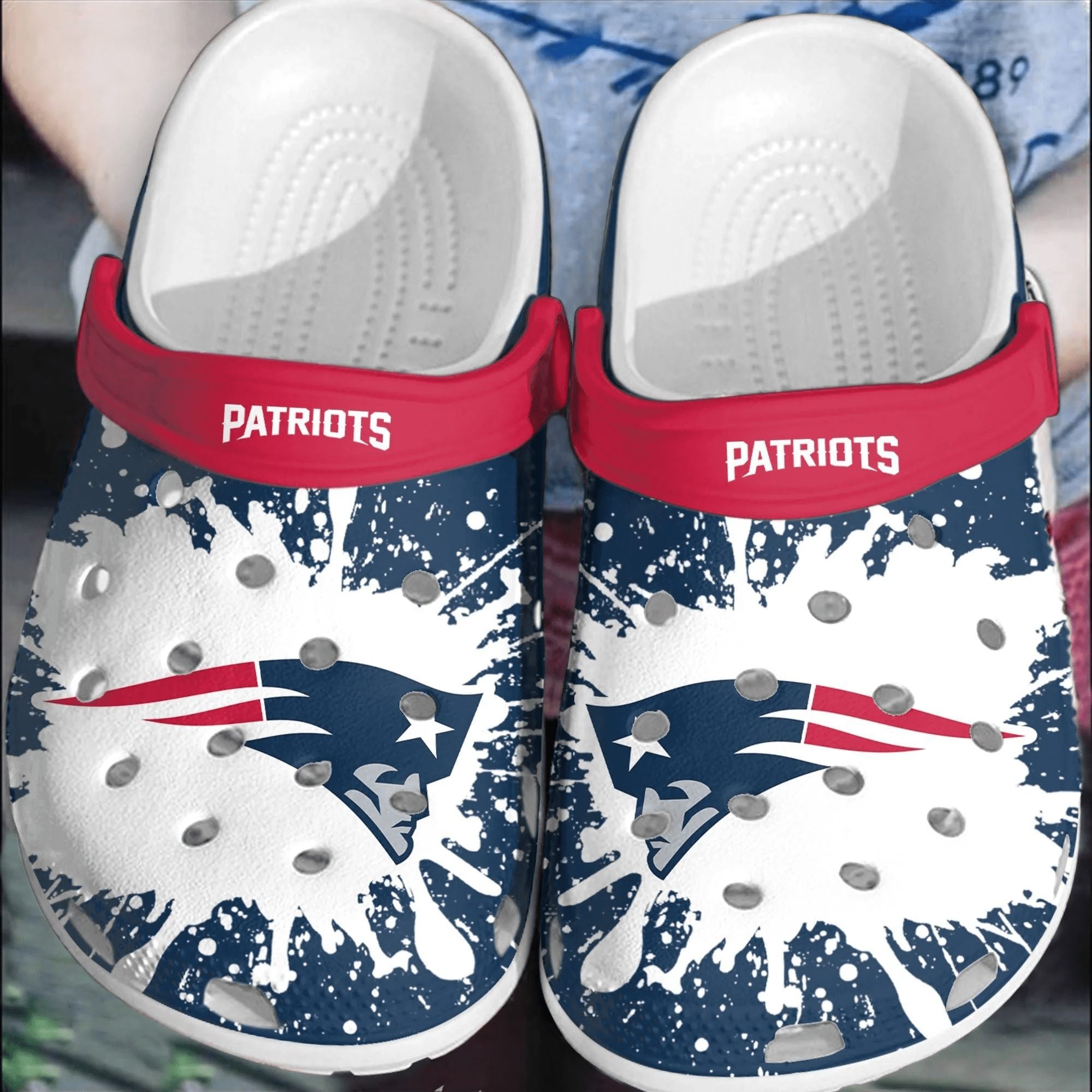 footwearmerch nfl patriots football crocs crocband shoes clogs comfortable for men women xurmg