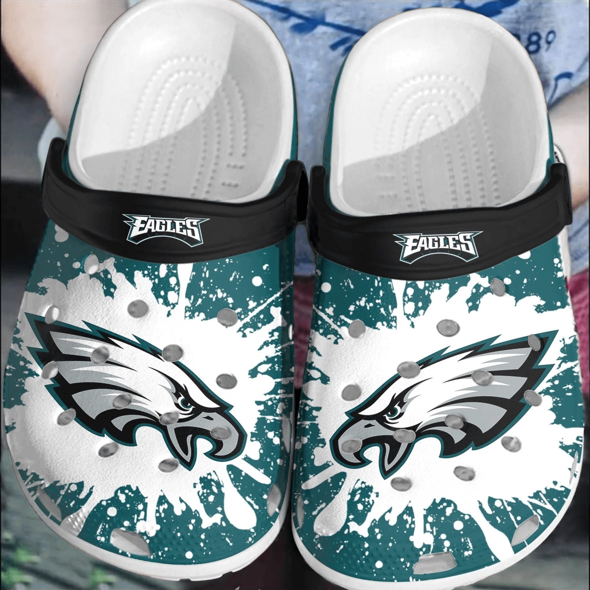 footwearmerch nfl philadelphia eagles football crocband crocs clogs shoes comfortable for men women yr9dk
