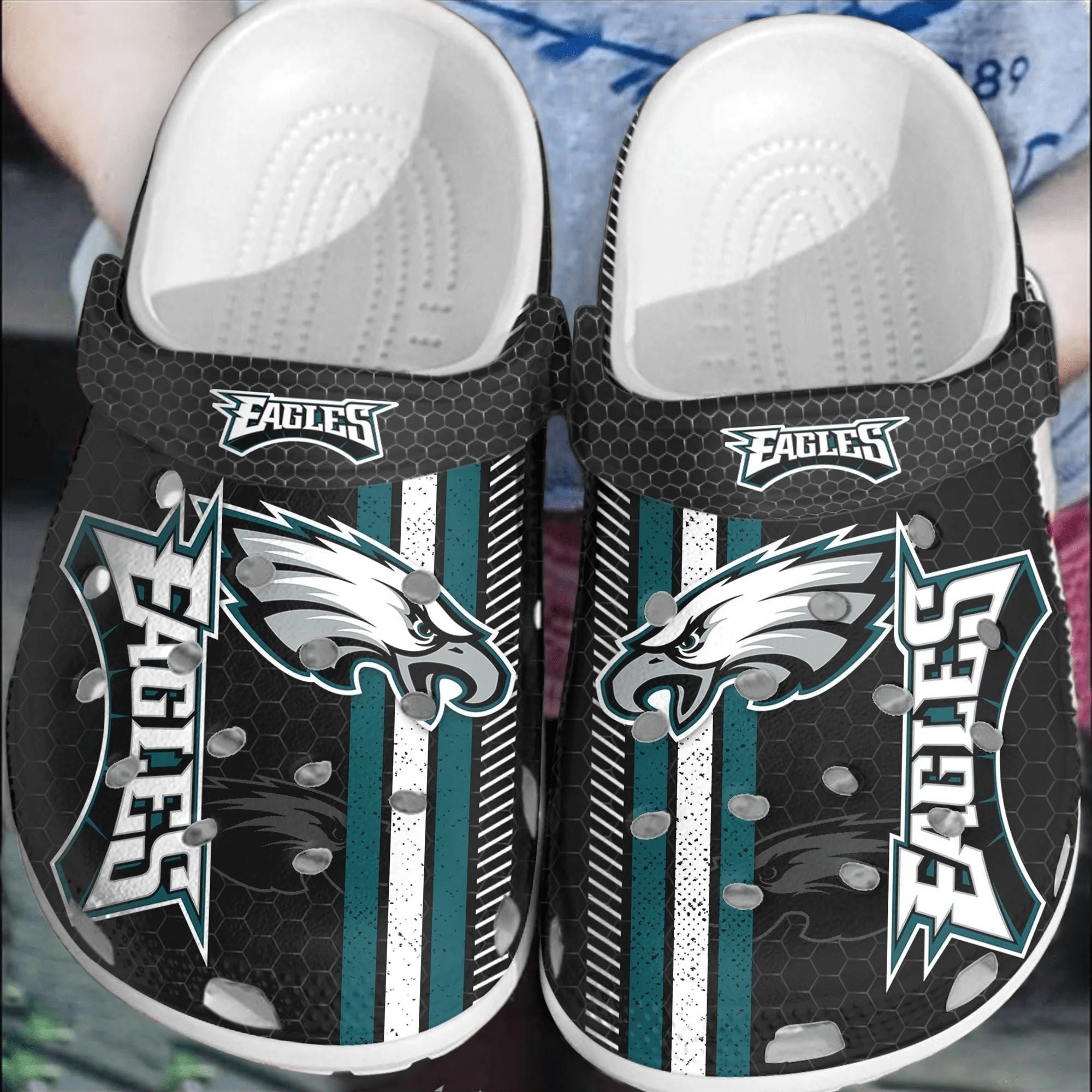 footwearmerch nfl philadelphia eagles football crocband crocs shoes comfortable clogs for men women ue1vk