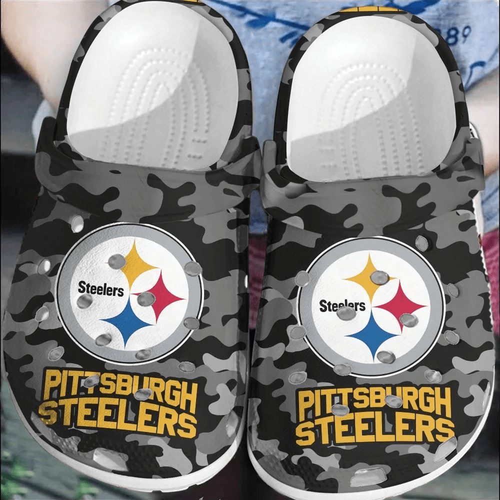 footwearmerch nfl pittsburgh steelers football crocs comfortable shoes clogs crocband for men women rzdom