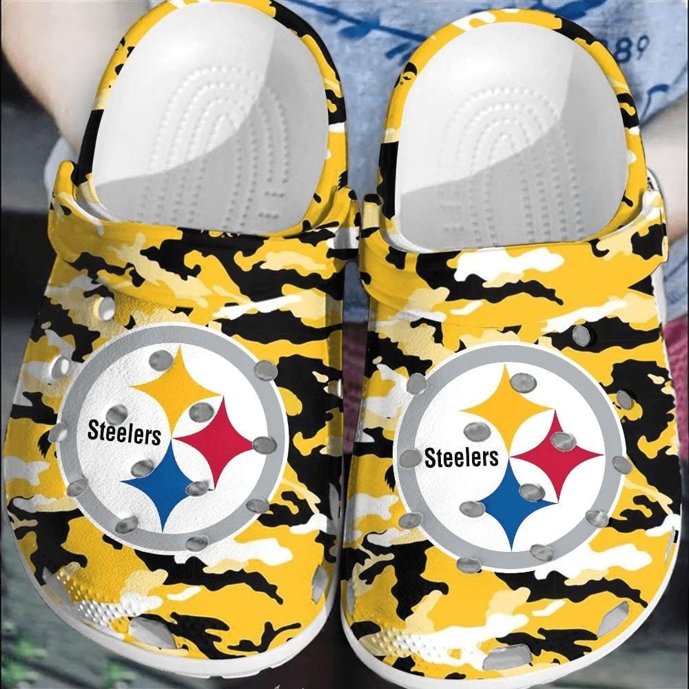 footwearmerch nfl pittsburgh steelers football crocs comfortable shoes crocband clogs for men women hlssp