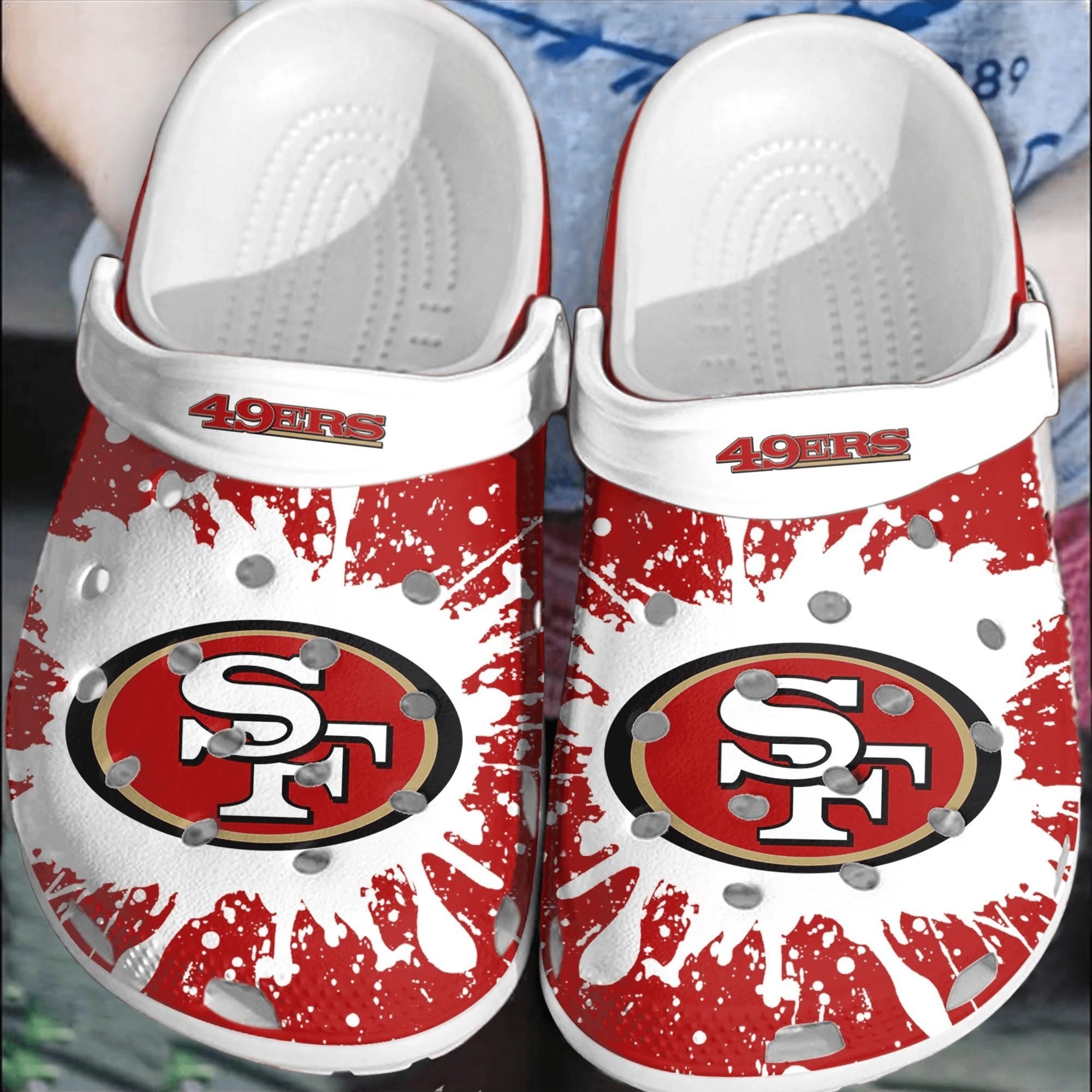 footwearmerch nfl san francisco 49ers football crocband clogs crocs shoes comfortable for men women qkdhd