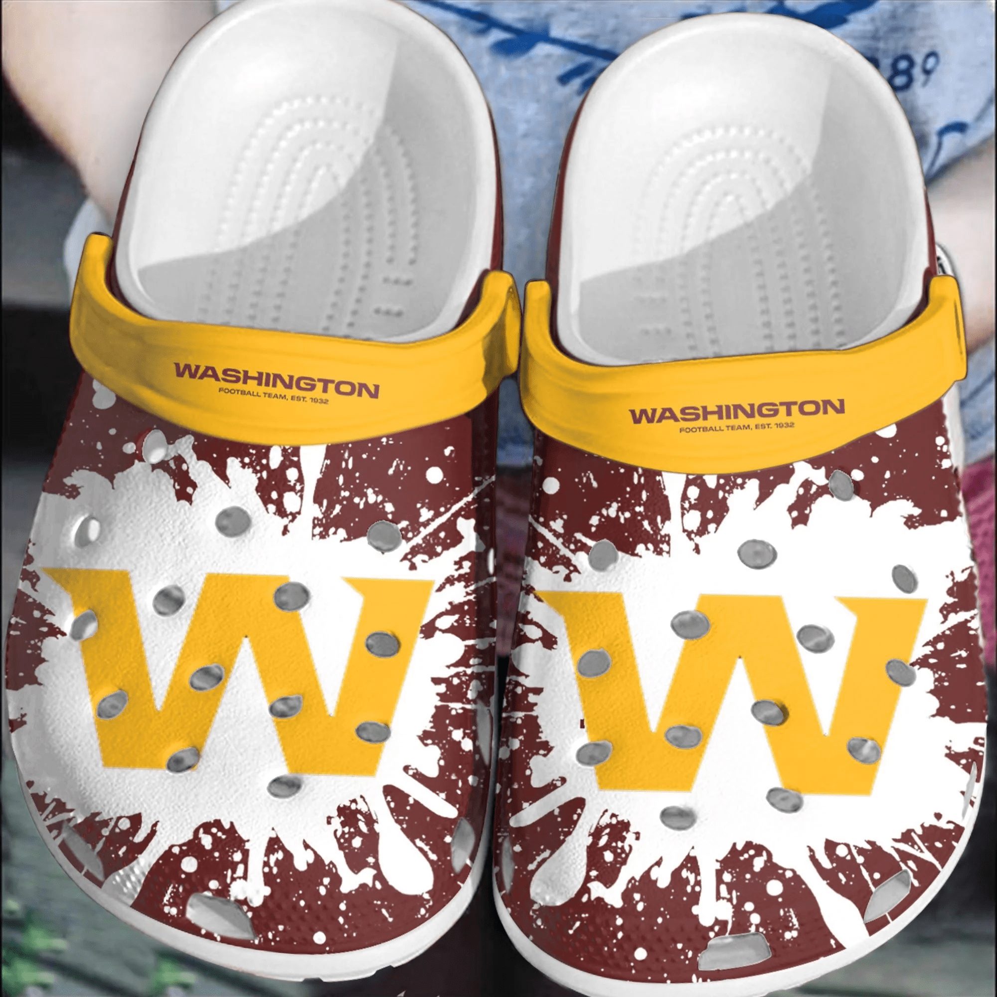 footwearmerch nfl washington football crocscomfortable crocband clogs shoes for men women pid1p