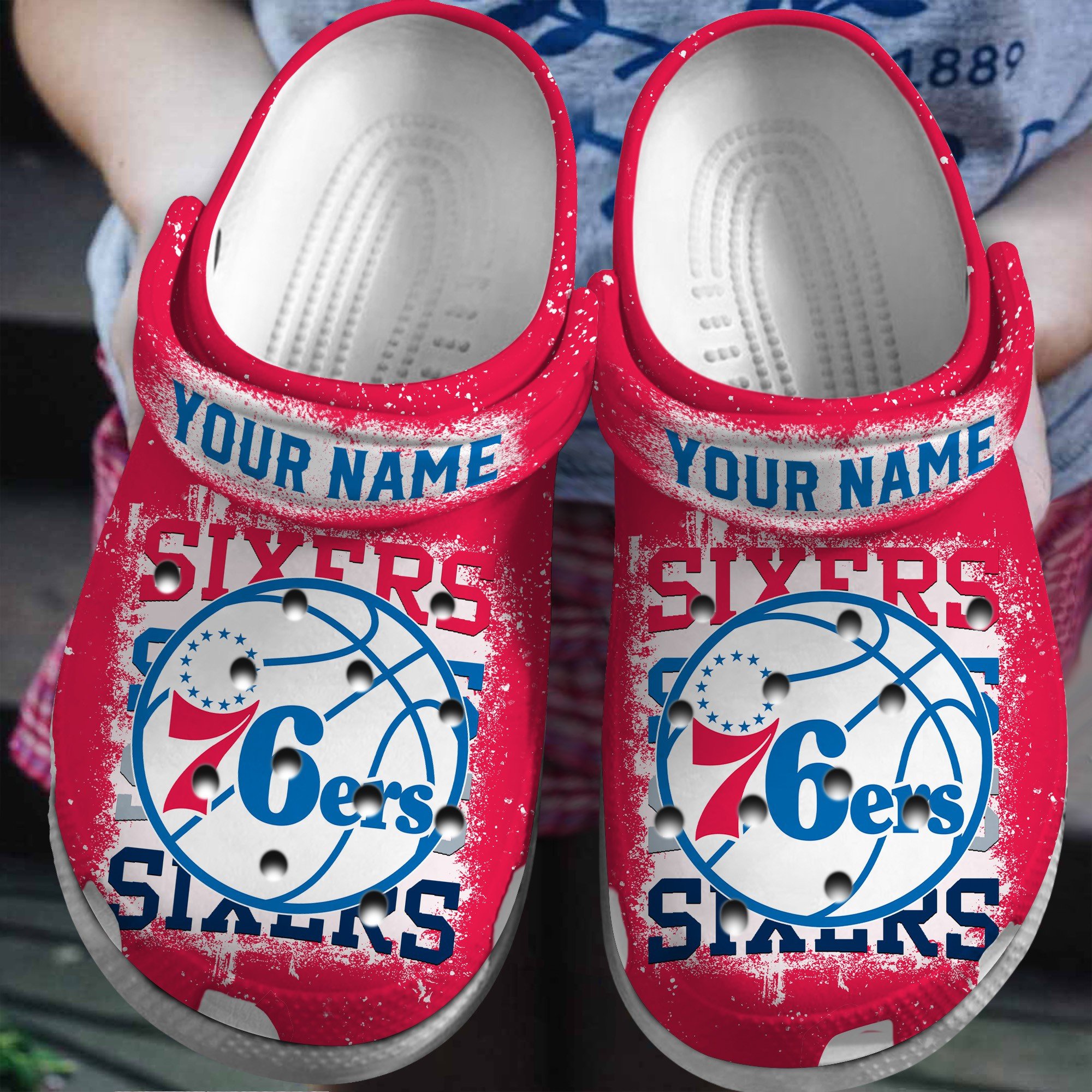 footwearmerch philadelphia 76ers nba basketball sport crocs crocband clogs shoes comfortable for men women and kids wjx7s