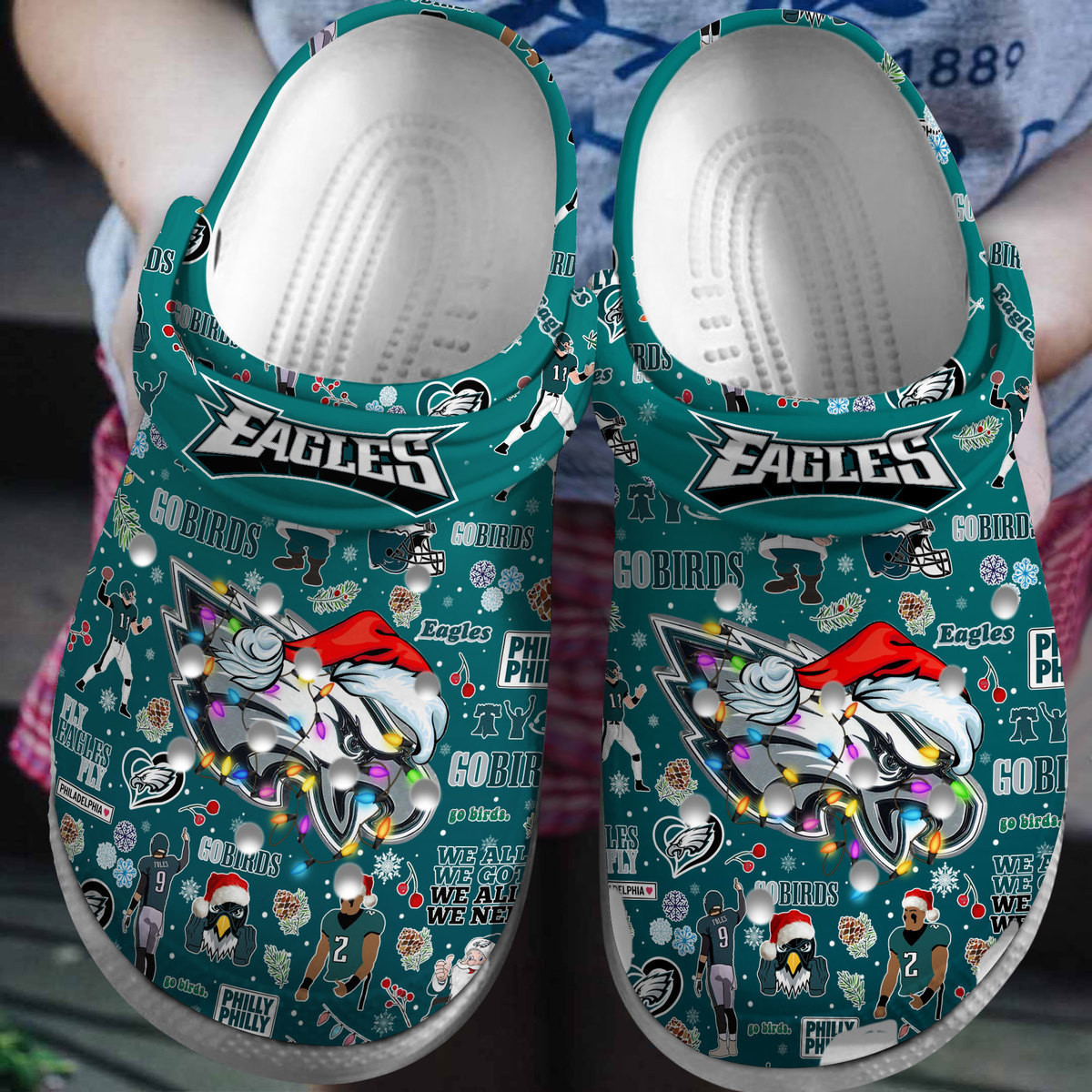 footwearmerch philadelphia eagles nfl sport christmas crocs crocband clogs shoes comfortable for men women and kids jphwe