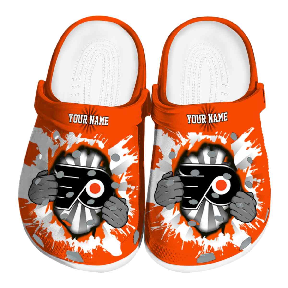 footwearmerch philadelphia flyers nhl sport crocs crocband clogs shoes comfortable for men women and kids fwc1p