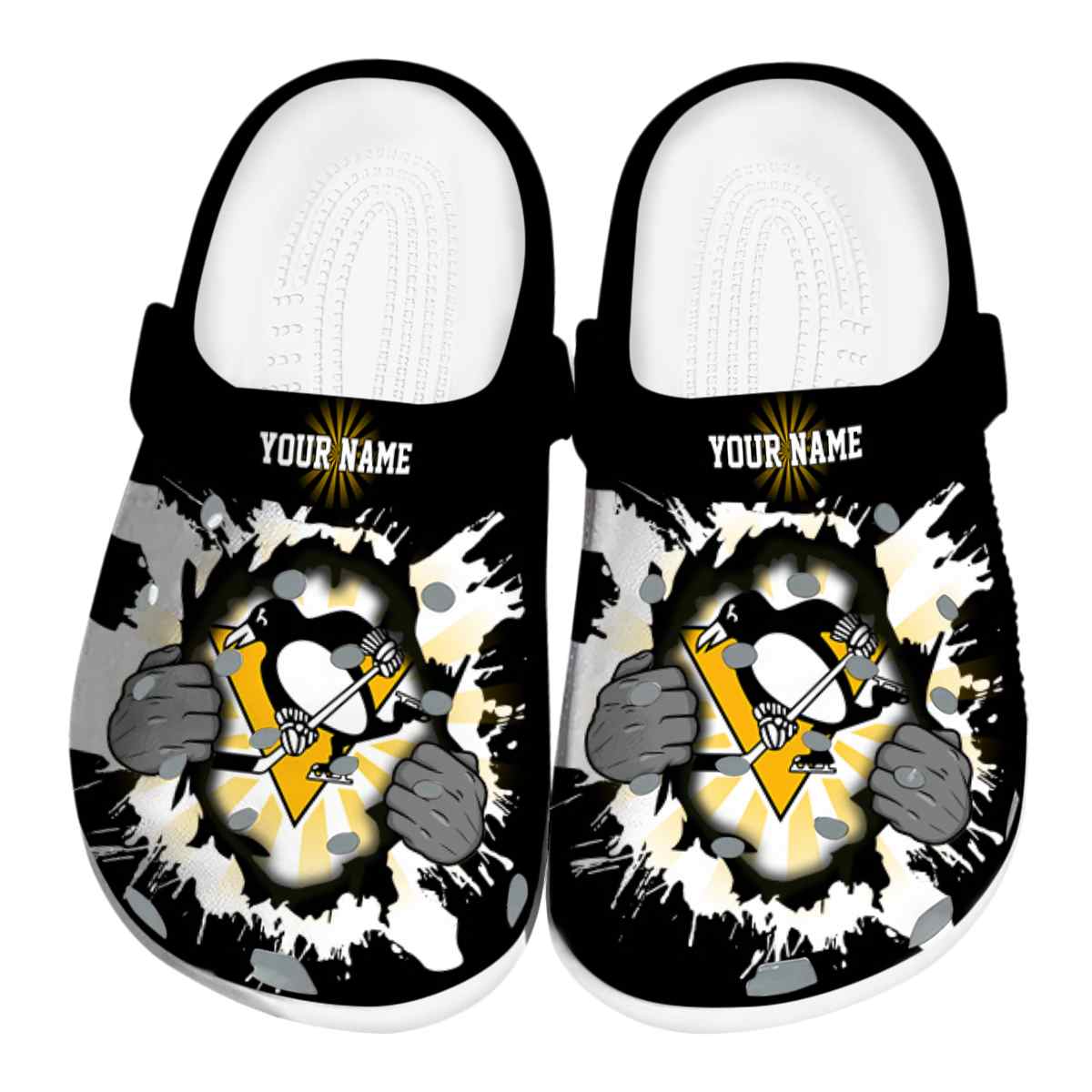 footwearmerch pittsburgh penguins nhl sport crocs crocband clogs shoes comfortable for men women and kids kl2pn