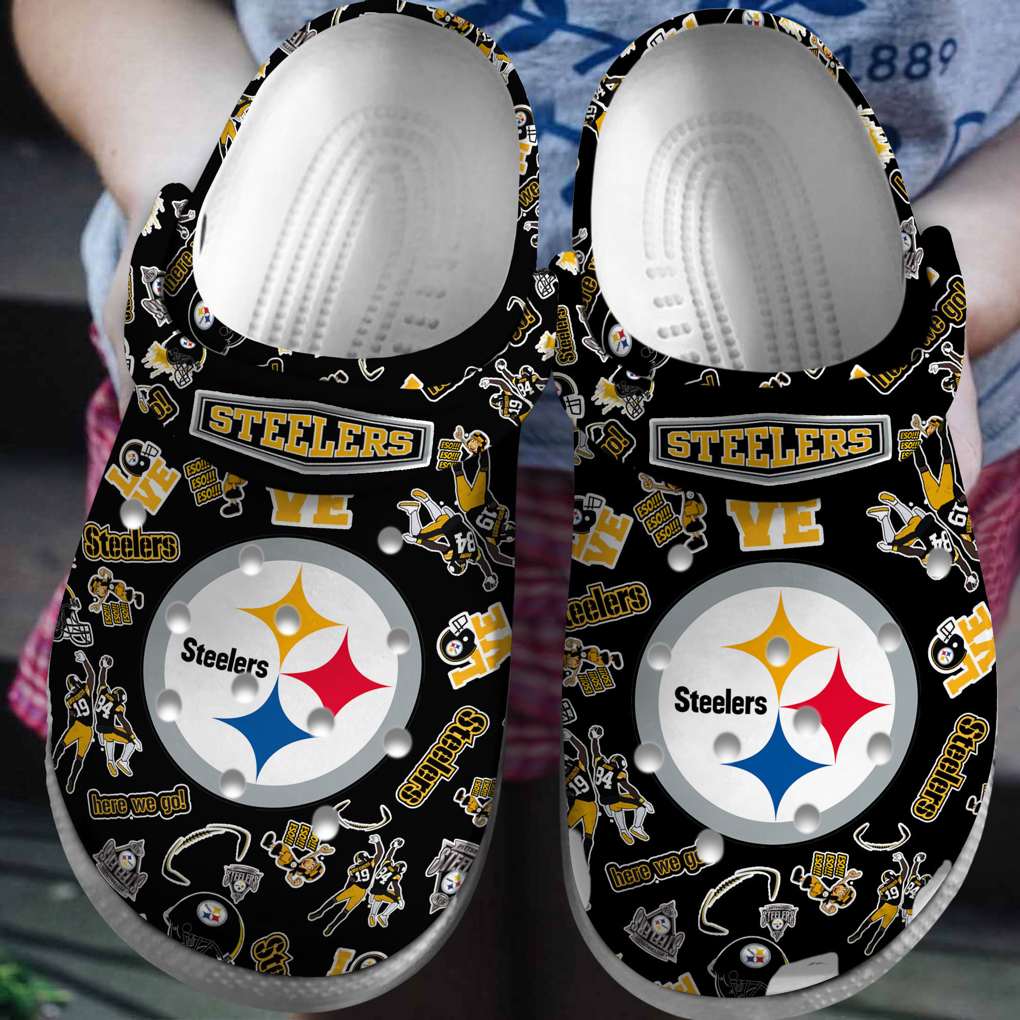 footwearmerch pittsburgh steelers nfl sport crocs crocband clogs shoes comfortable for men women and kids hluli