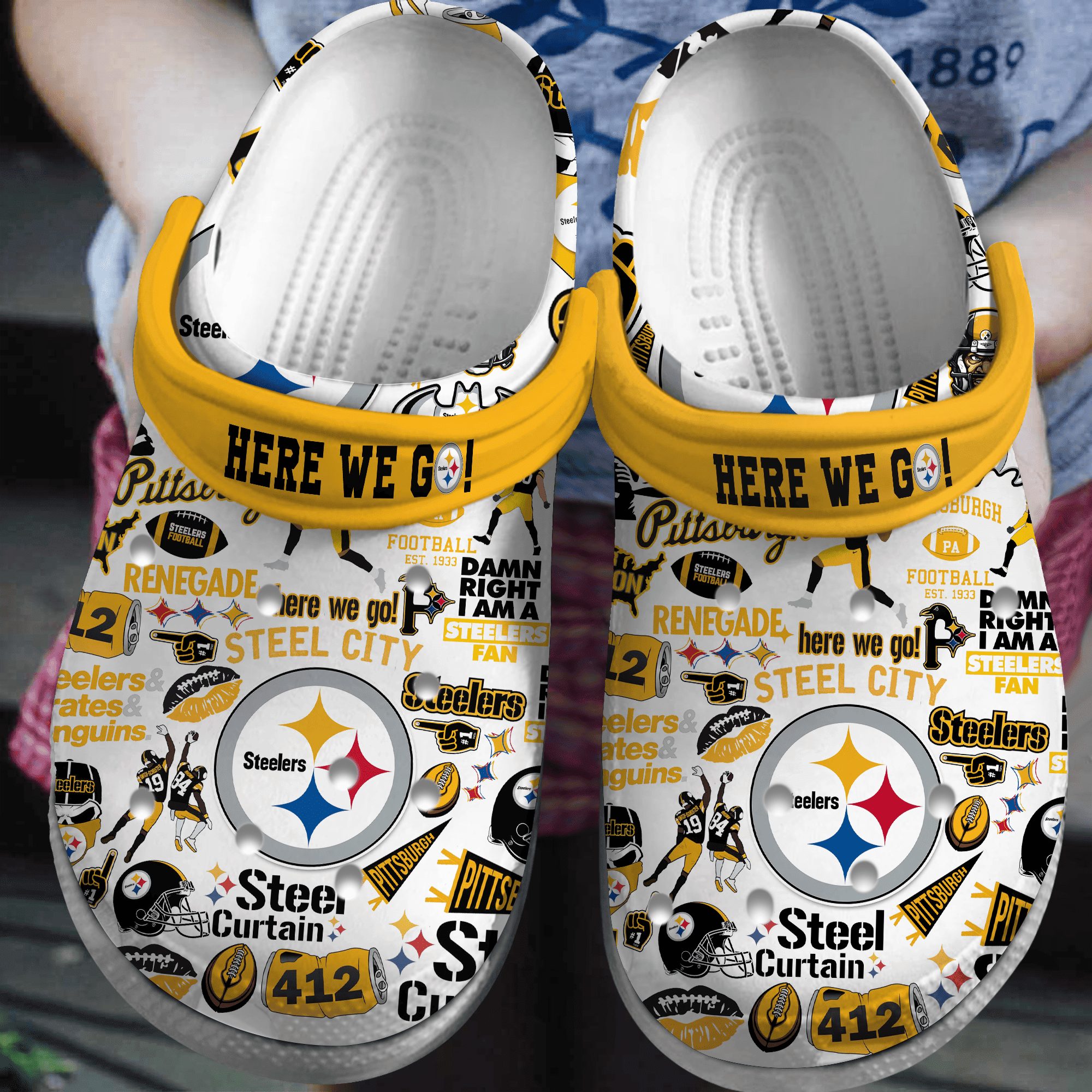 footwearmerch pittsburgh steelers nfl sport crocs crocband clogs shoes comfortable for men women and kids kkqnf