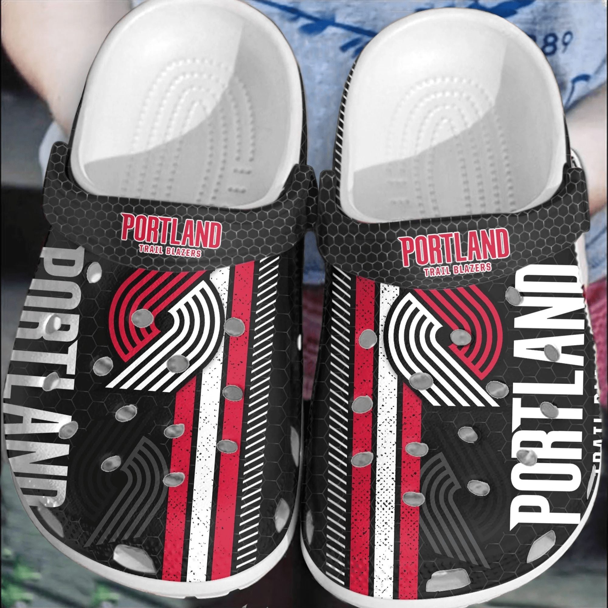 footwearmerch portland trail blazers basketball club comfortable shoes clogs crocband for men women l9fsg