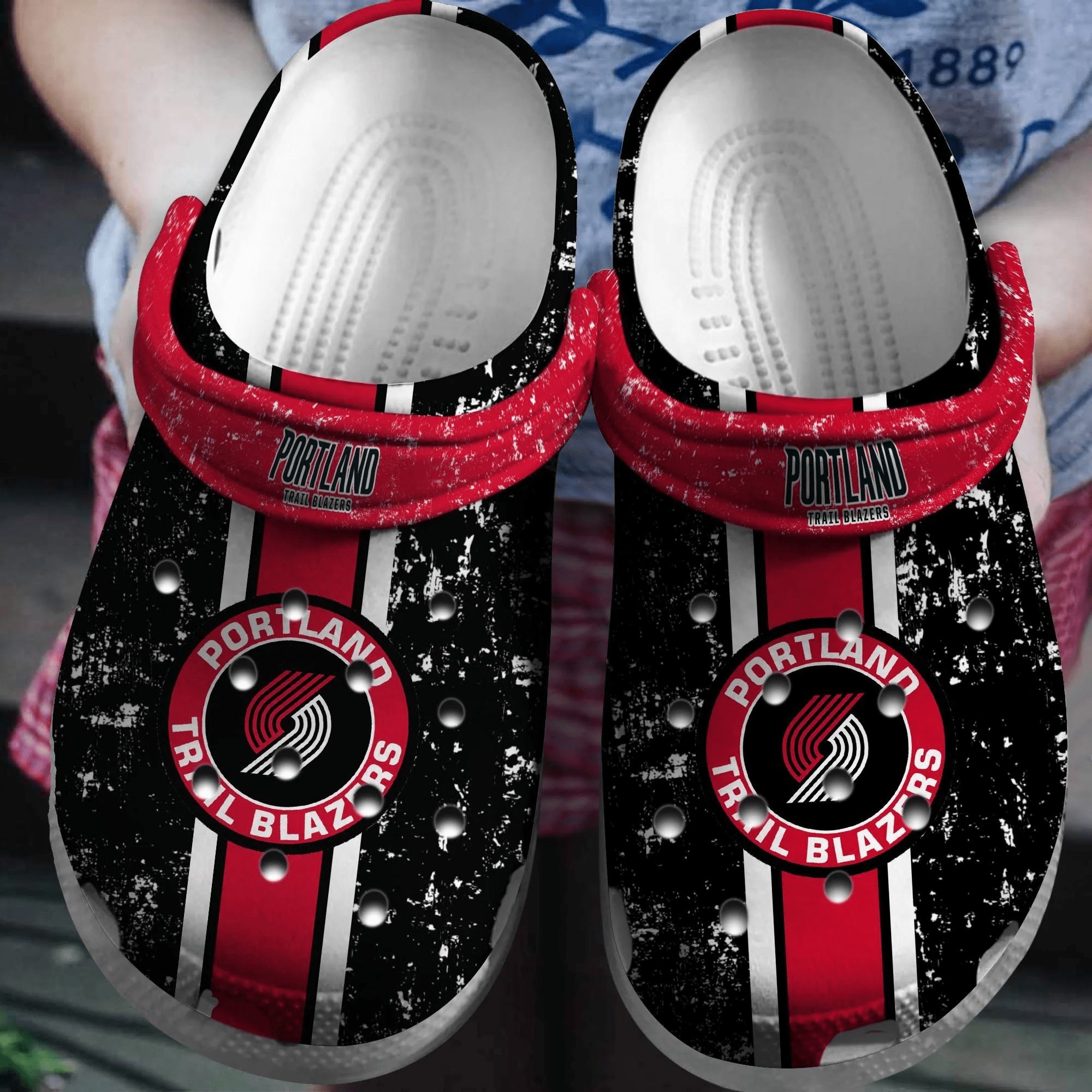 footwearmerch portland trail blazers basketball club comfortable shoes crocband clogs for men women nqmul