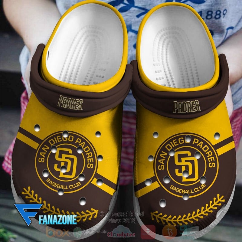 footwearmerch san diego padres brown yellow mlb sport crocs clogs crocband shoes comfortable for men women and kids b04gx