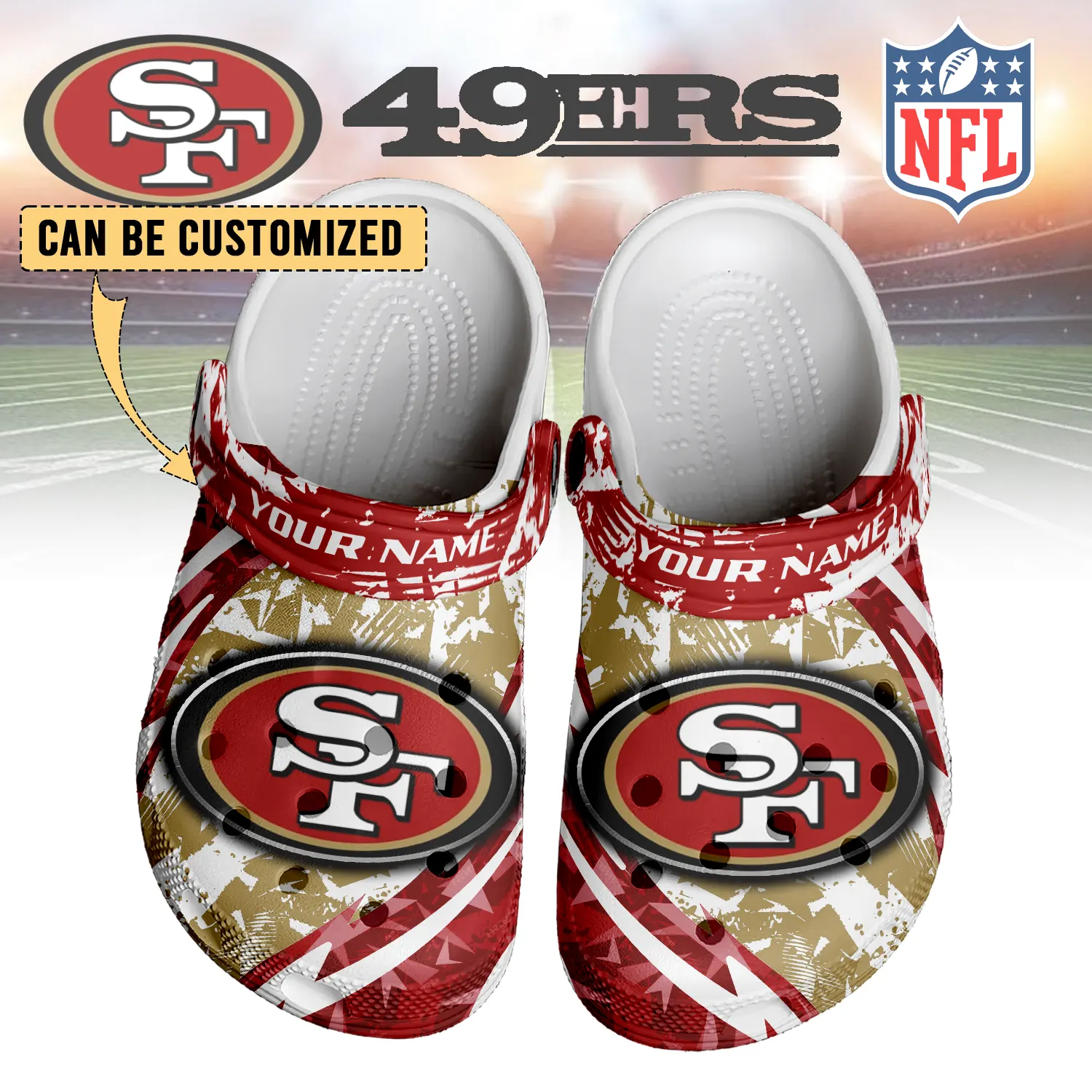 footwearmerch san francisco 49ers nfl crocs crocband clogs shoes comfortable for men women and kids boqi5