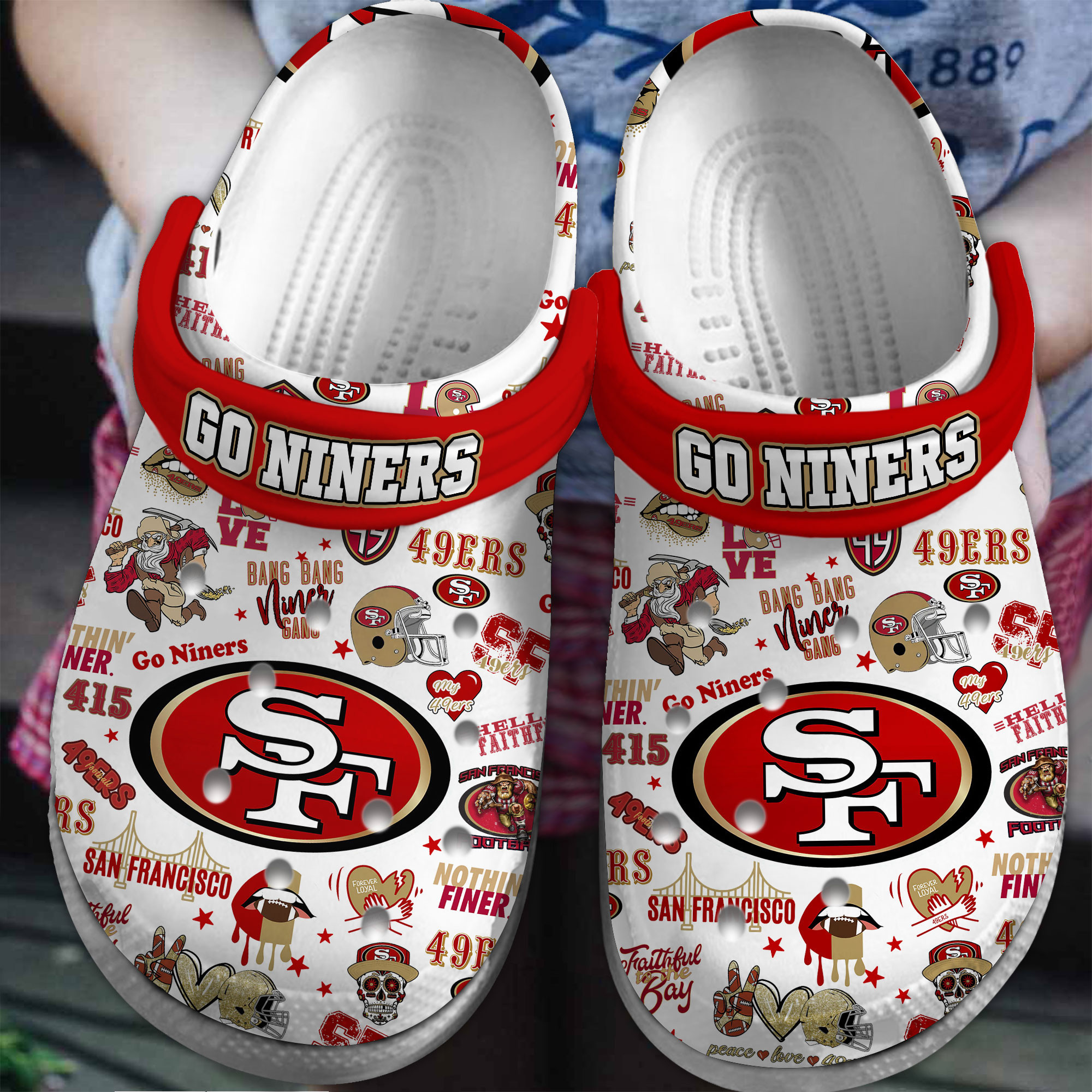 footwearmerch san francisco 49ers nfl sport crocs crocband clogs shoes comfortable for men women and kids d3mpp