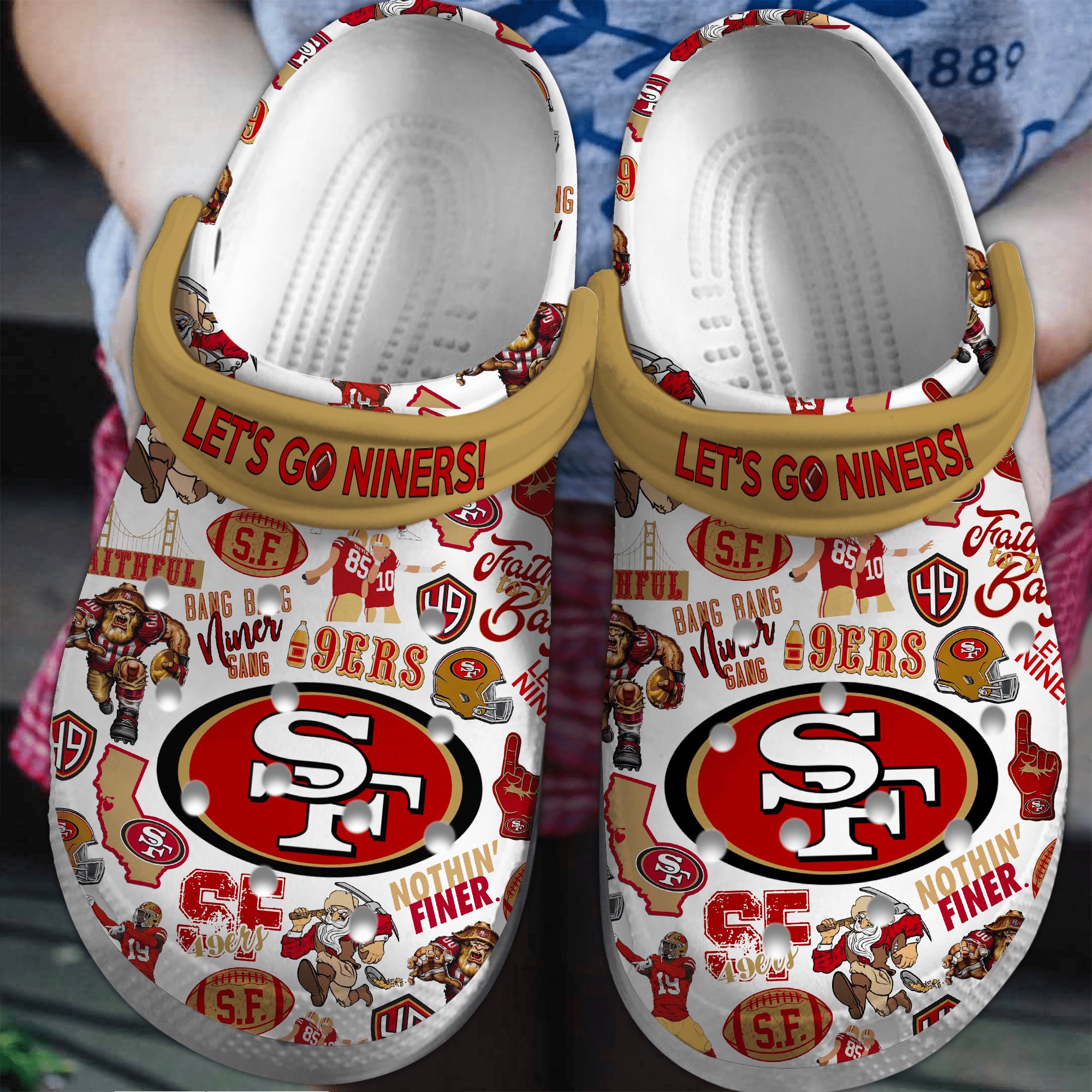 footwearmerch san francisco 49ers nfl sport crocs crocband clogs shoes comfortable for men women and kids l2lok