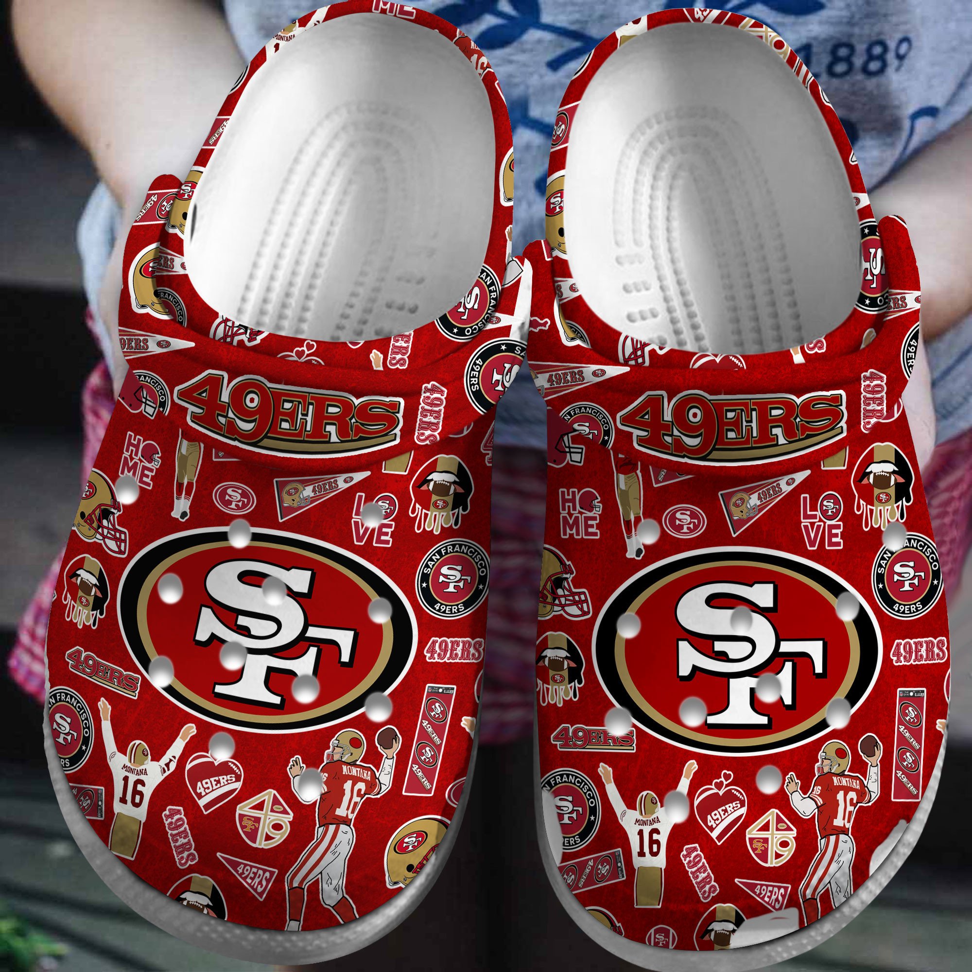 footwearmerch san francisco 49ers nfl sport crocs crocband clogs shoes comfortable for men women and kids slaxi