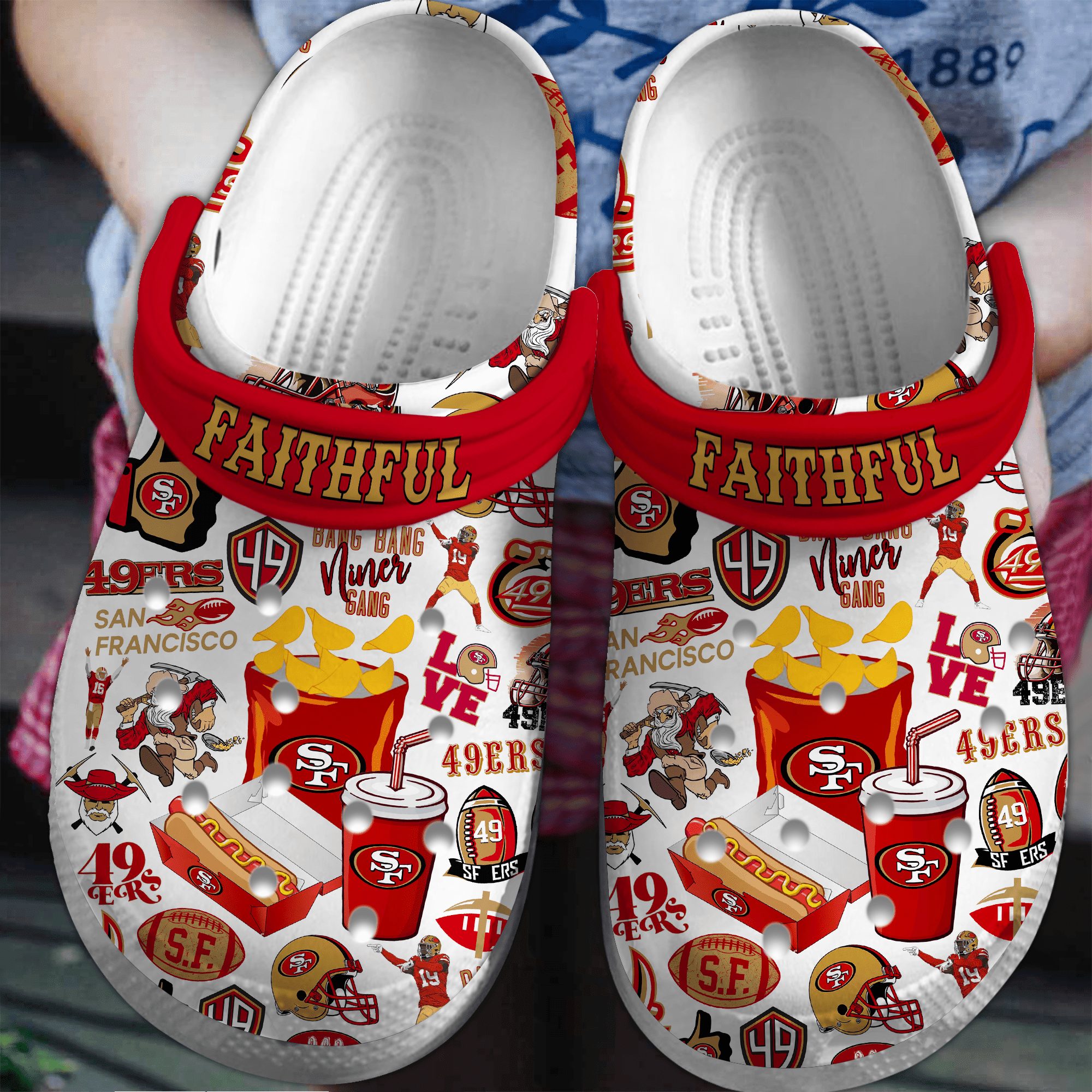 footwearmerch san francisco 49ers nfl sport crocs crocband clogs shoes comfortable for men women and kids wydxl