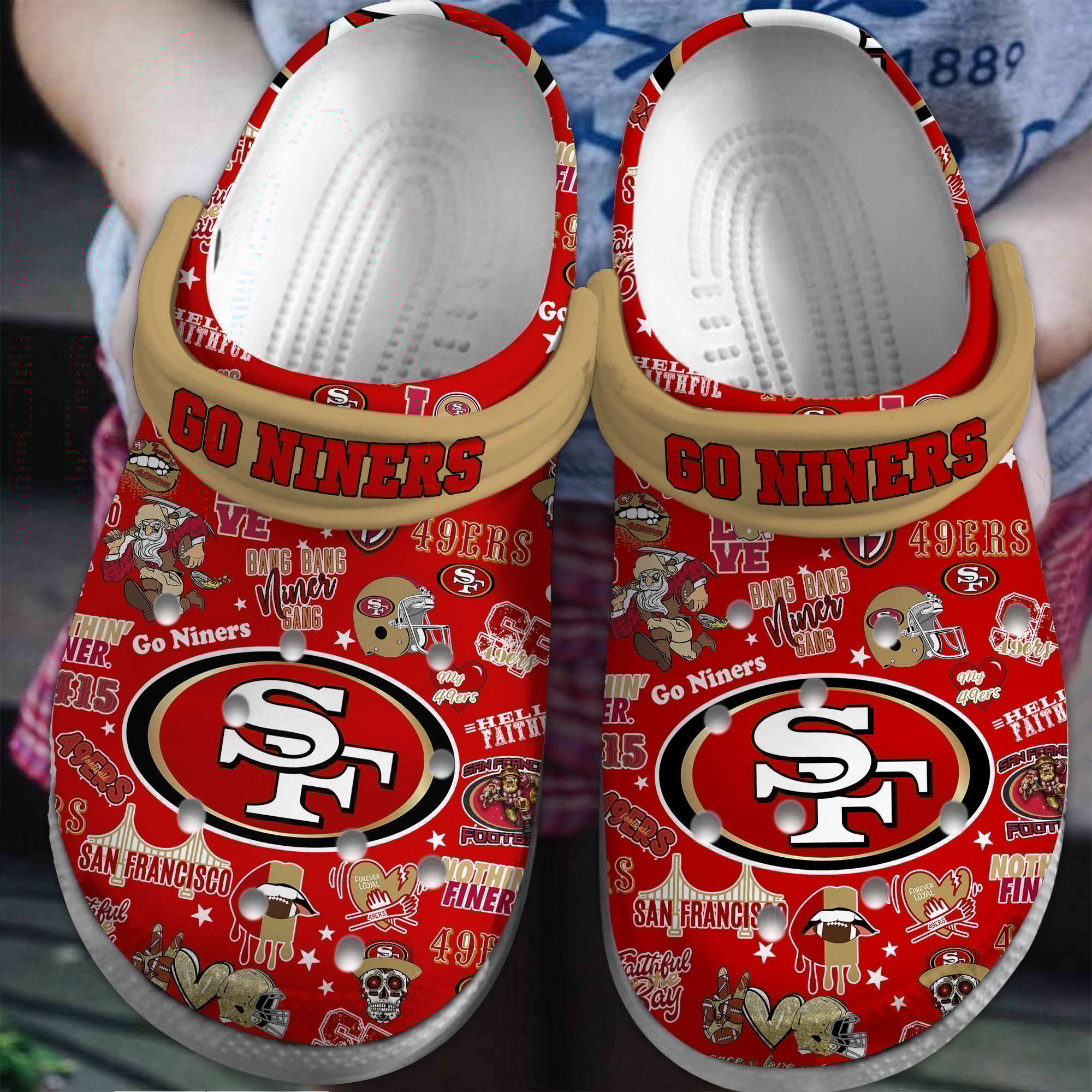 footwearmerch san francisco 49ers nfl sport crocs crocband clogs shoes comfortable for men women and kids x1fxv