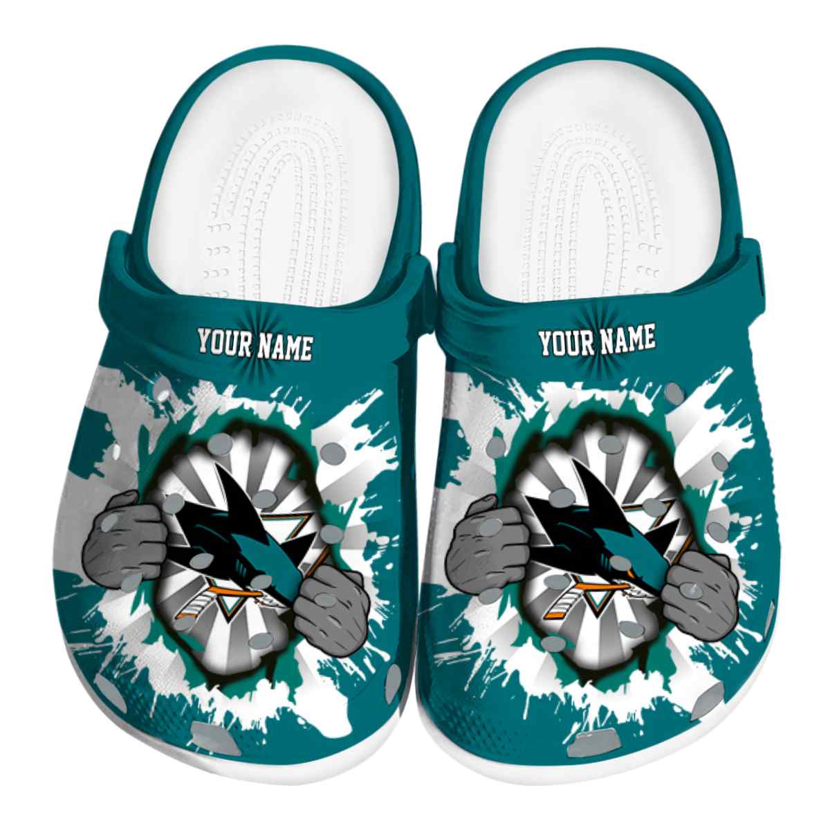 footwearmerch san jose sharks nhl sport crocs crocband clogs shoes comfortable for men women and kids thp0o
